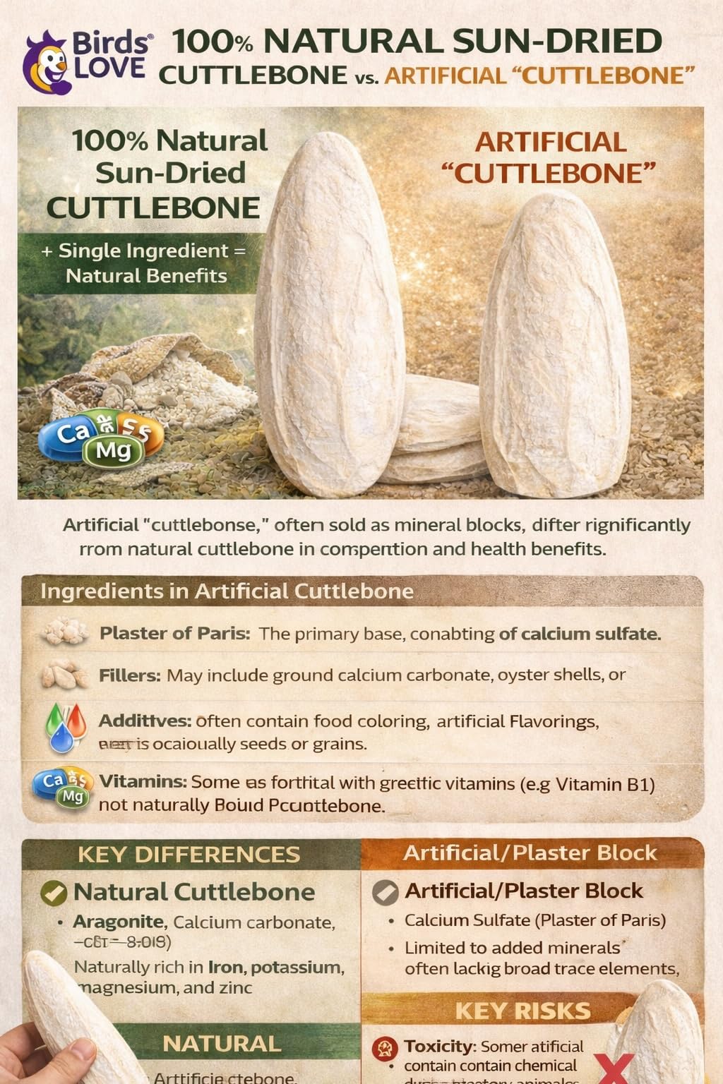 Birds LOVE 3.5-4″ Cuttlebones for Birds – 100% Natural Sun-Dried Calcium Carbonate Mineral Supplement – for Parakeets, Budgies, Cockatiels, Finches & Canaries – 12 Pack with Holder – Made in Vietnam - image 5