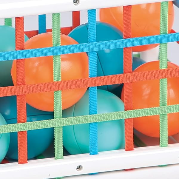 Ludi - Cube De Manipulation - Jouets D'Éveil Bébé - Dès 10 Mois - Développe La Réflexion, La Motricité Fine, Le Toucher & La Découverte - 1 Cube Élastique + 12 Balles Oranges & Bleues Au Son Rigolo - 4