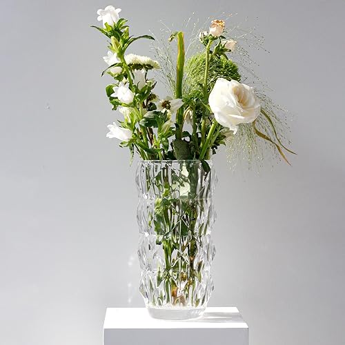 Miniatura 7 de Florero de cristal de 8.9 pulgadas, resistente para centros de mesa, flores, decoración del hogar, grandes jarrones de vidrio transparente para mesa