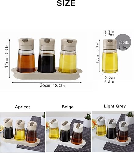 Miniatura 8 de TIAN CHEN Juego de dispensador de aceite y vinagre, botellas de salsa de soja con tapa abatible, recipiente de aceite de cocina de vidrio a prueba