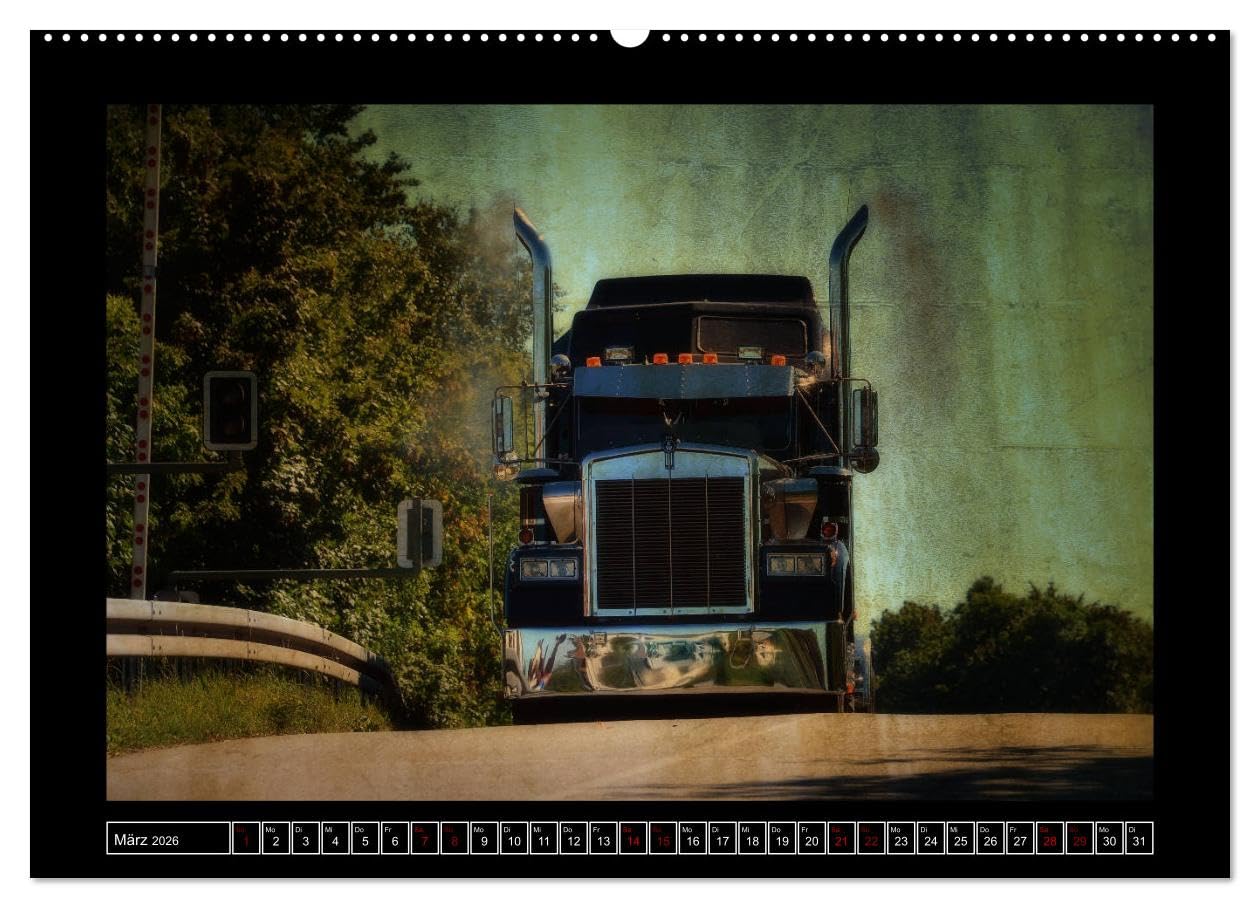 Kenworth W900 PHOTOART (hochwertiger Premium Wandkalender 2026 DIN A2 quer), Kunstdruck in Hochglanz: Oldie - Giganten der Highways ganz kreativ (CALVENDO Mobilitaet)