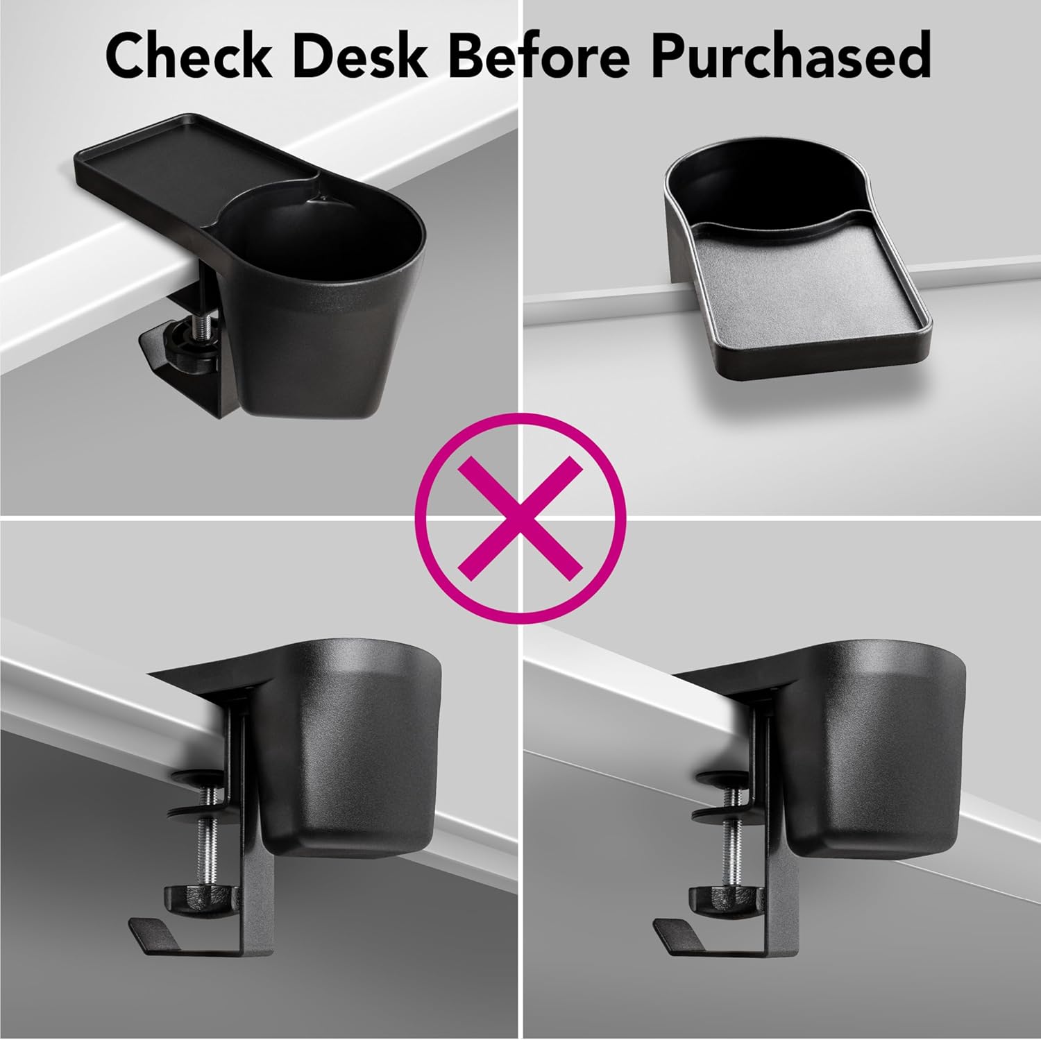 EHO Clamp-On Desk Pen and Cup Holder, 3-in-1 Stationery Organizer with Pencil and Accessory Storage, Reversible Hanging Hook, Space-Saving Desk Clamp Organizer, TAA-Compliant - Image 7