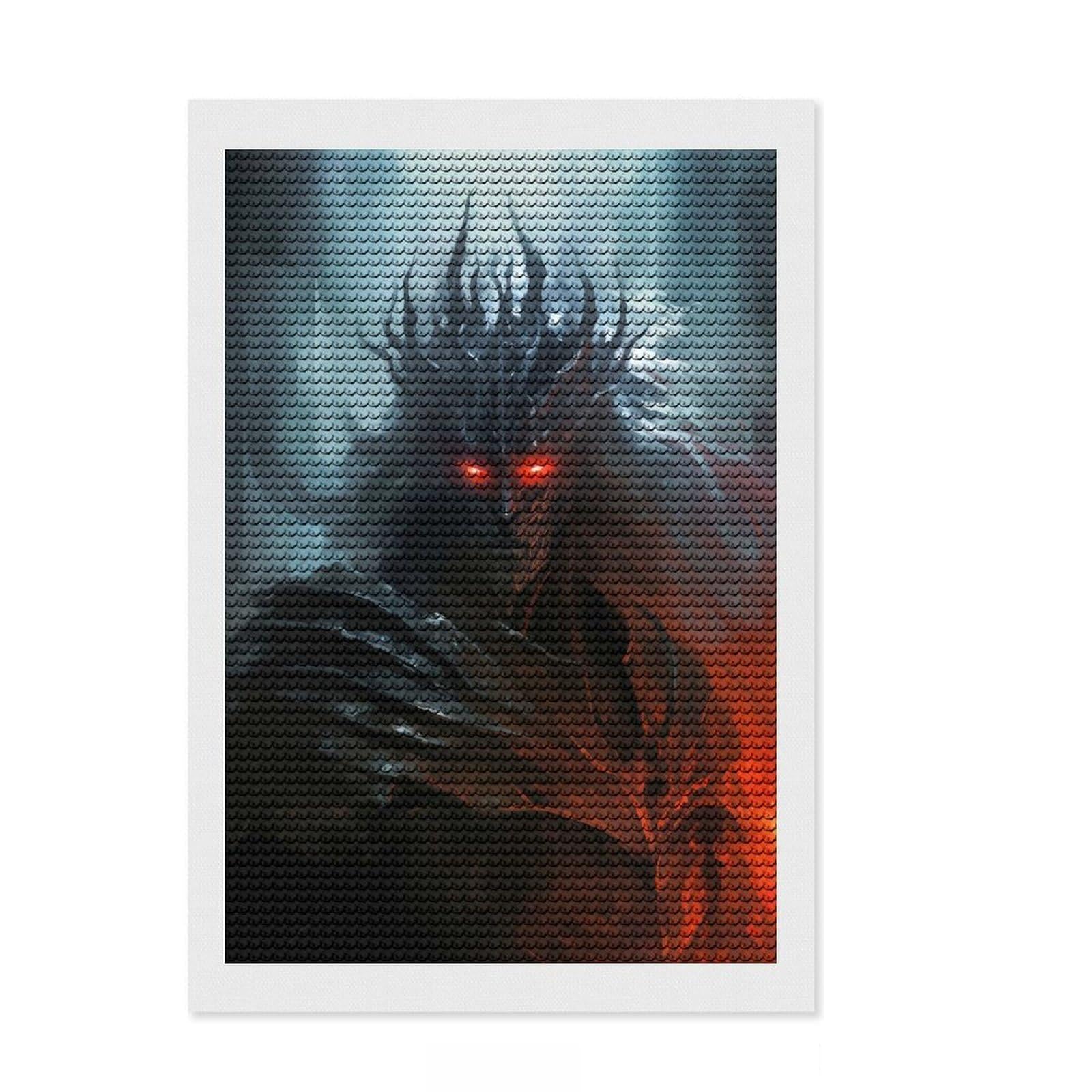 Junmoney The Dark Lord Rising Round Drill Diamond Painting 8"x12", Office Decor, for Beginners, Fun Craft Experience, Gift Idea, with Tool Kit