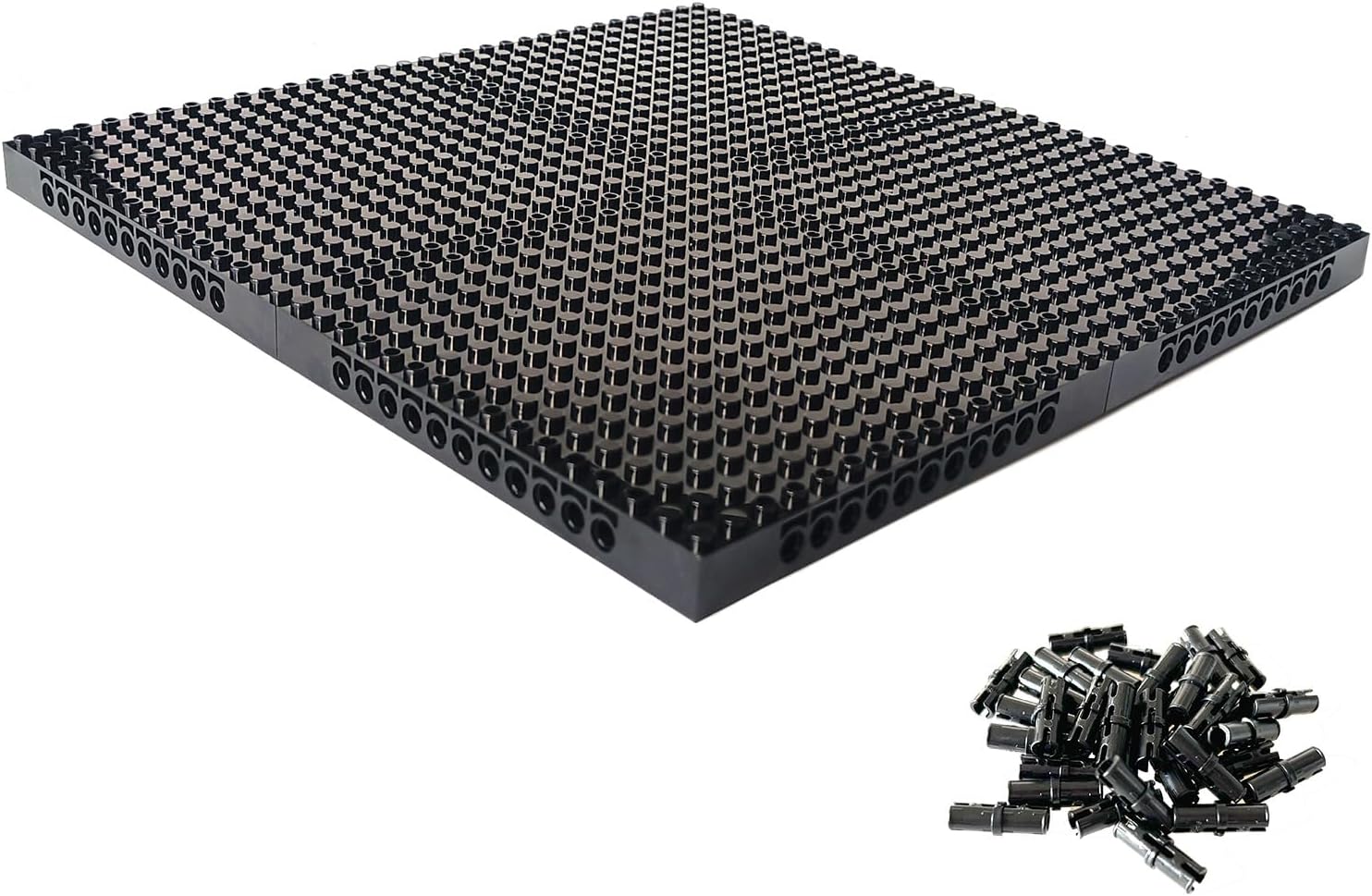 4pcs Base Plates Multipack Classic Baseplate Building Plates for Building Bricks 65803 Freely Put Together VariousBackground Boards to Make Pixel Paintings and Wall Displays Brick 16x16 (Black)