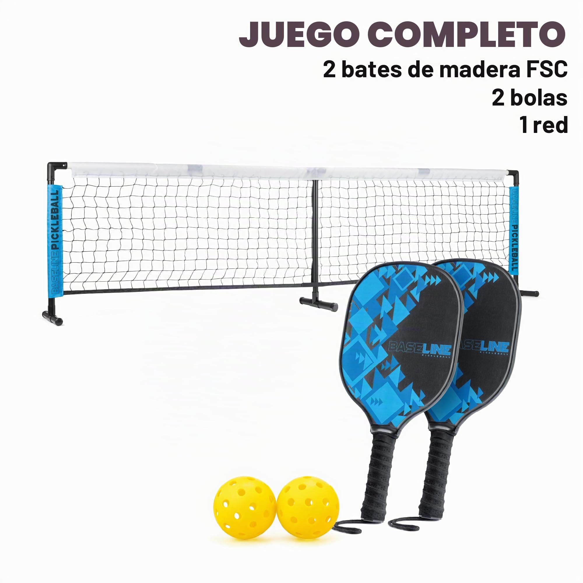Baseline Pickleball Paddles Set, Pickleball Rackets with Accessories, Premium Wooden Paddles and Balls Indoor and Outdoor Use