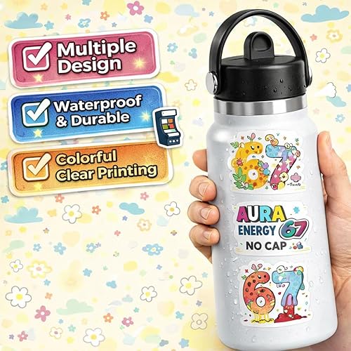 Vista 2 de DETICKERS Six Seven Stickers 50 PCS Waterproof Vinyl Funny 6 7 Stickers Gifts for Adults Teens
