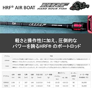 Amazon | ダイワ(DAIWA) ロックフィッシュロッド HRF AIR BOAT 69MHB