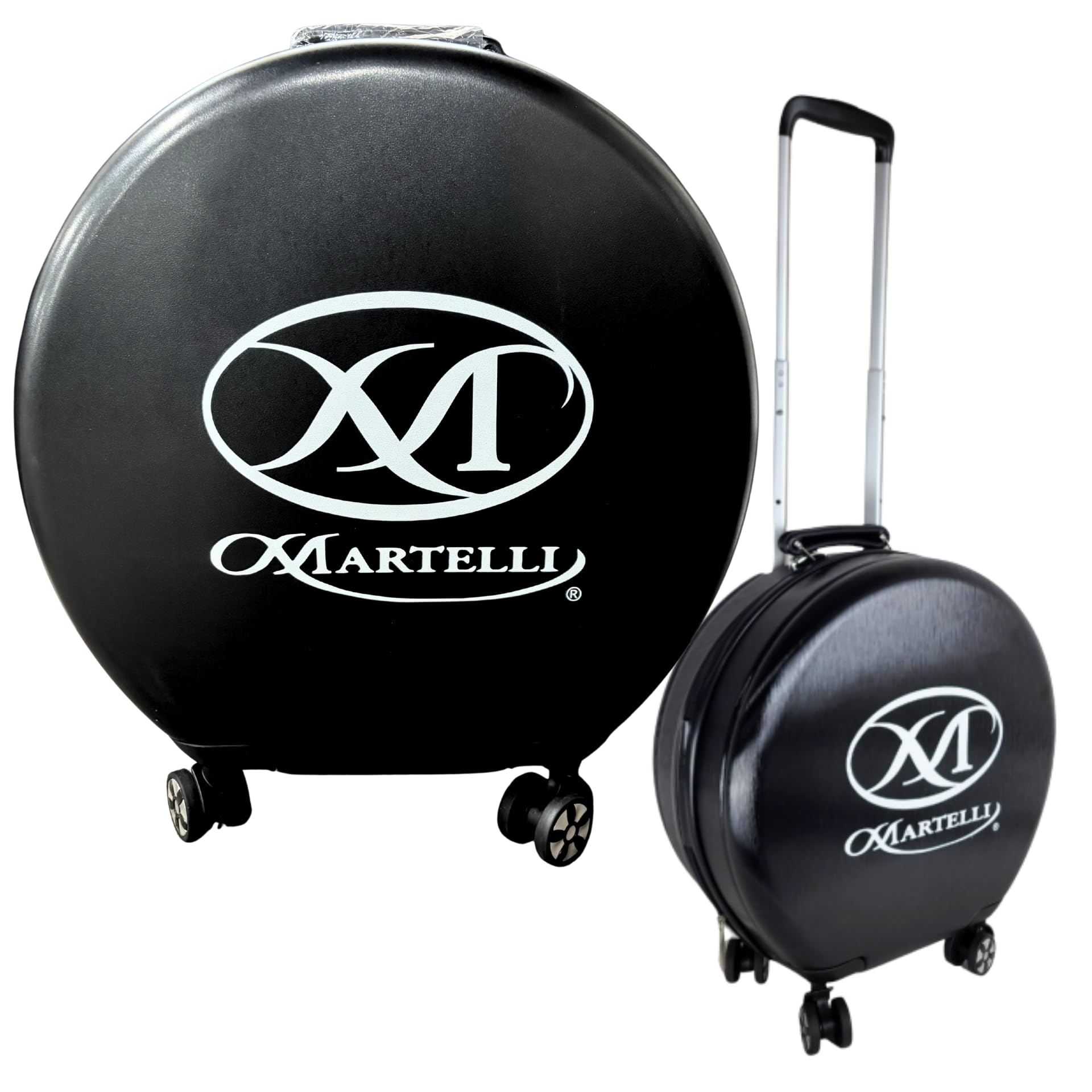 Estuche con ruedas Martelli Round About Set para acolchado y costura, estuche de viaje para suministros de costura, color negro, con bloqueo numérico