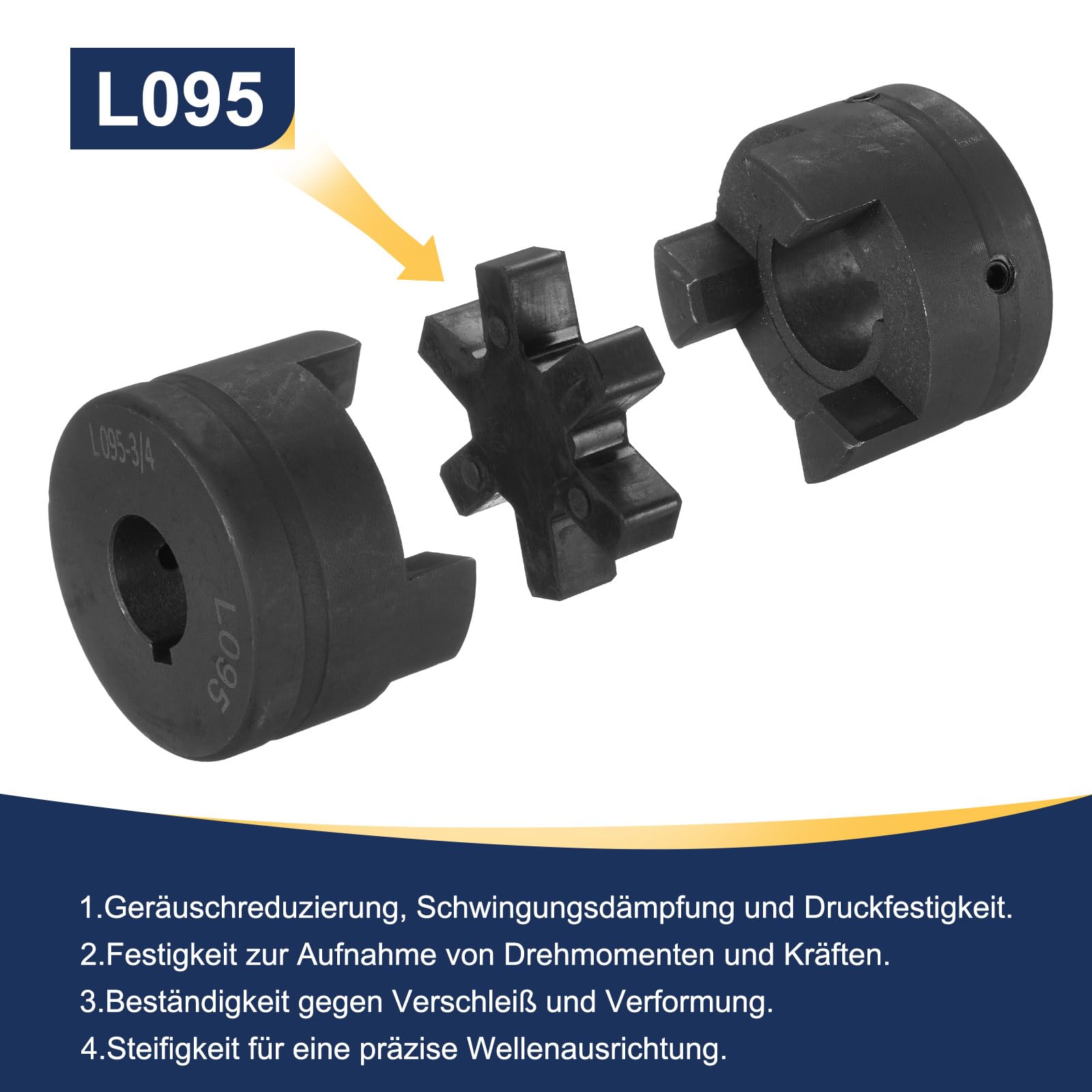 uxcell Lot de 3 coupleurs flexibles à mâchoires en L de 1,9 cm à 2,5 cm L095 et araignée en caoutchouc Buna-N NBR pour fendeuse de bûches équipement hybride
