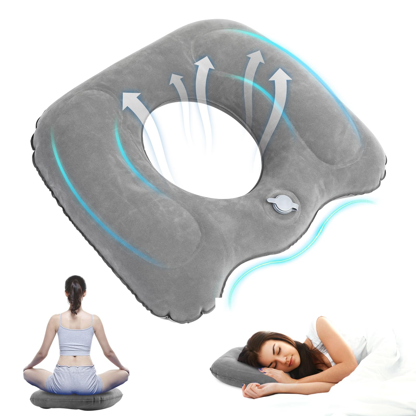 Cojín Ortopédico Inflable, Cojin Coxis Cojin de Asiento Ortopedico, Cojin Hemorroides, Cojín de Asiento de Hemorroides, Cojin Silla Oficina Cojin para Coxis Escritorio Silla Ruedas Asiento Coche
