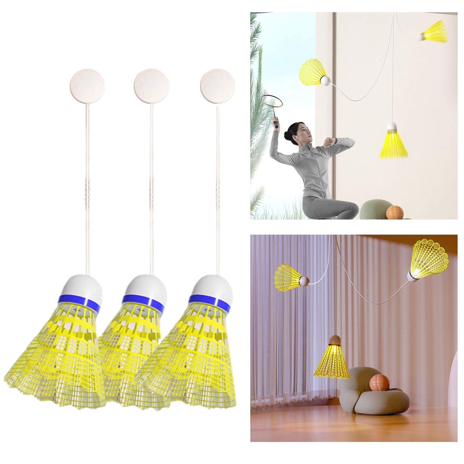 Badminton Training Device Telescopic Elastic Rod Trainer Self Study Rebounds Power Base Practicing Set for Badminton Badminton Trainer Rebounds Balls with String for Self Practice