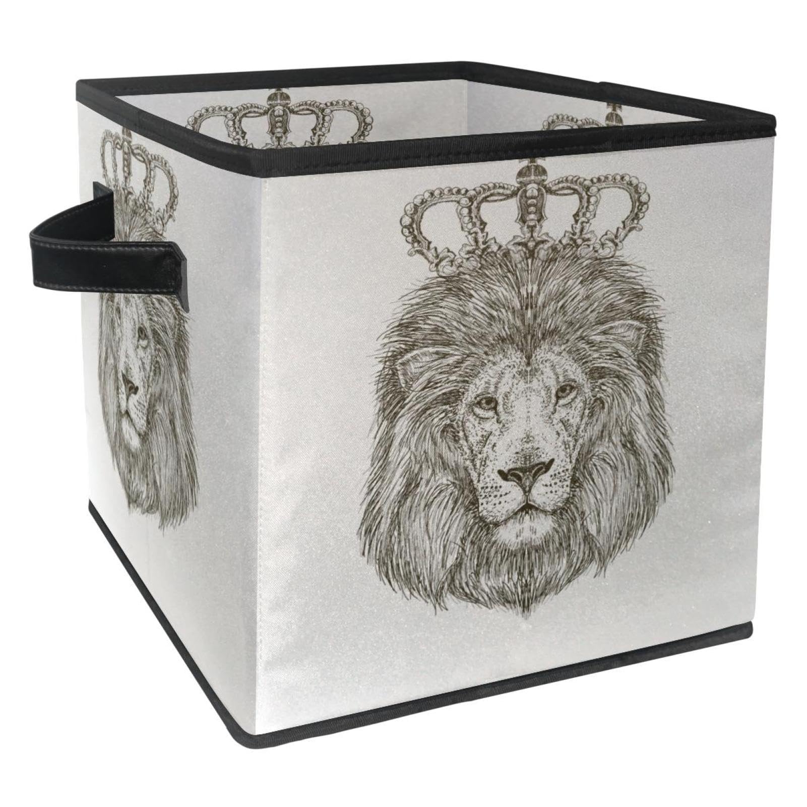 Boîte de rangement pliable en tissu avec poignées Roi Lion