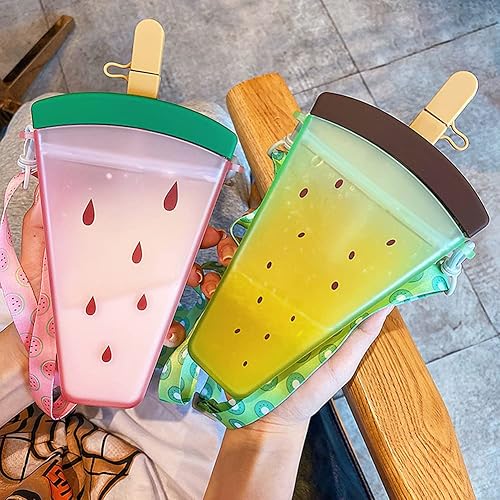 Miniatura 3 de 1 botella de agua de helado con correa, bolsa kawaii, barra de hielo, transparente, a prueba de fugas, vaso de plástico para bebidas para camping,