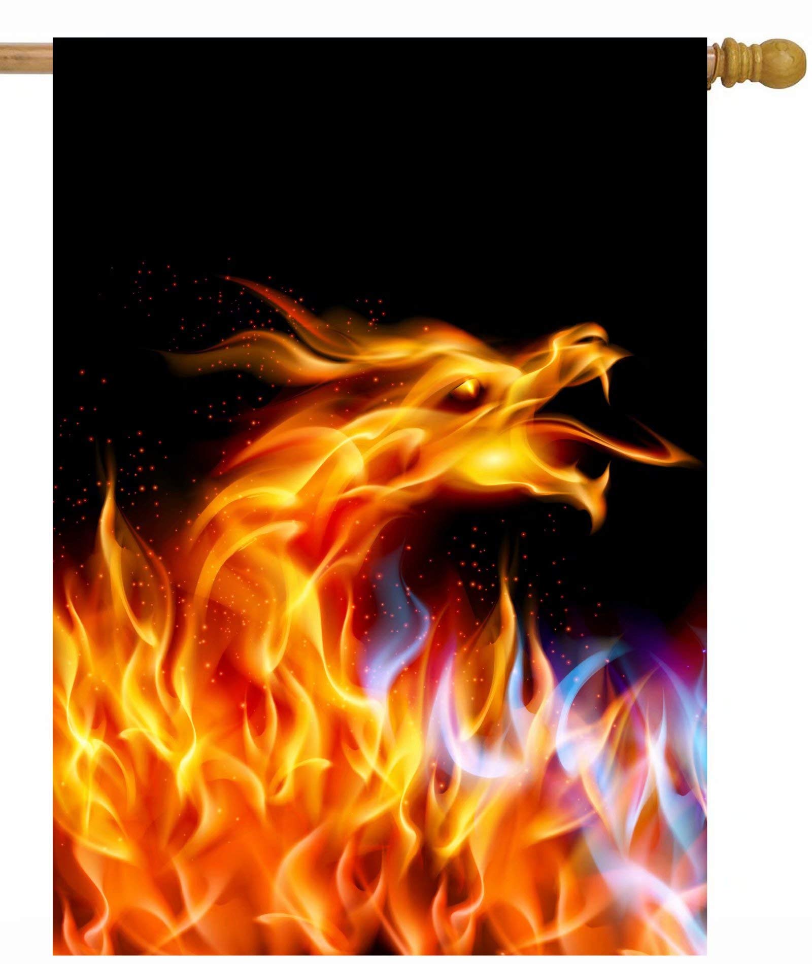 Abstract Animal Ancient Red Fire Dragon Decorative House Flag 28" x 40" Double Sided Polyester Welcome Large Yard Garden Flag Banners for Patio Lawn Home Outdoor Decor