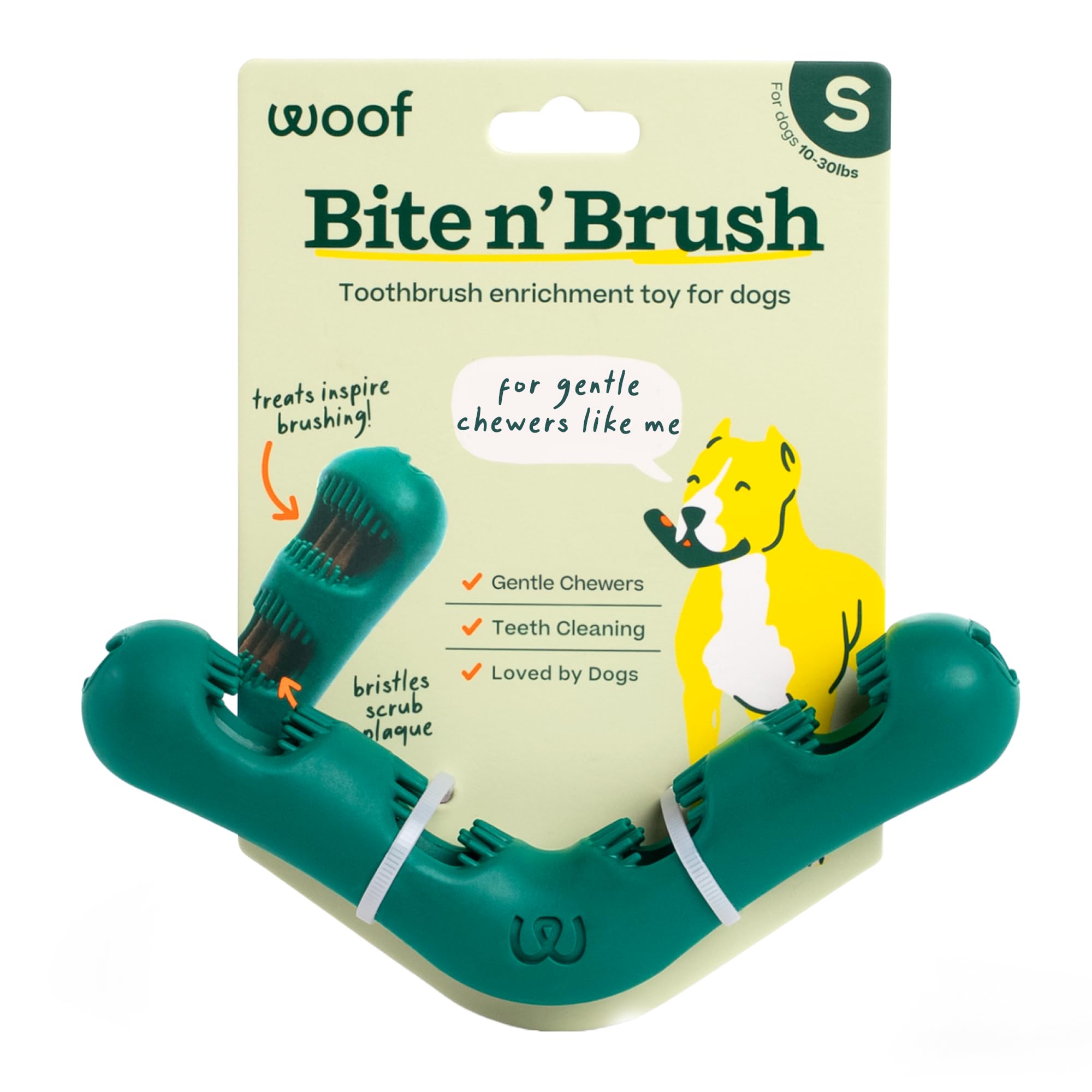 WOOF Bite n' Brush Dog Dental Chew Toy for Small Dogs 10-25 lbs | For Gentle Chewers, Dog…