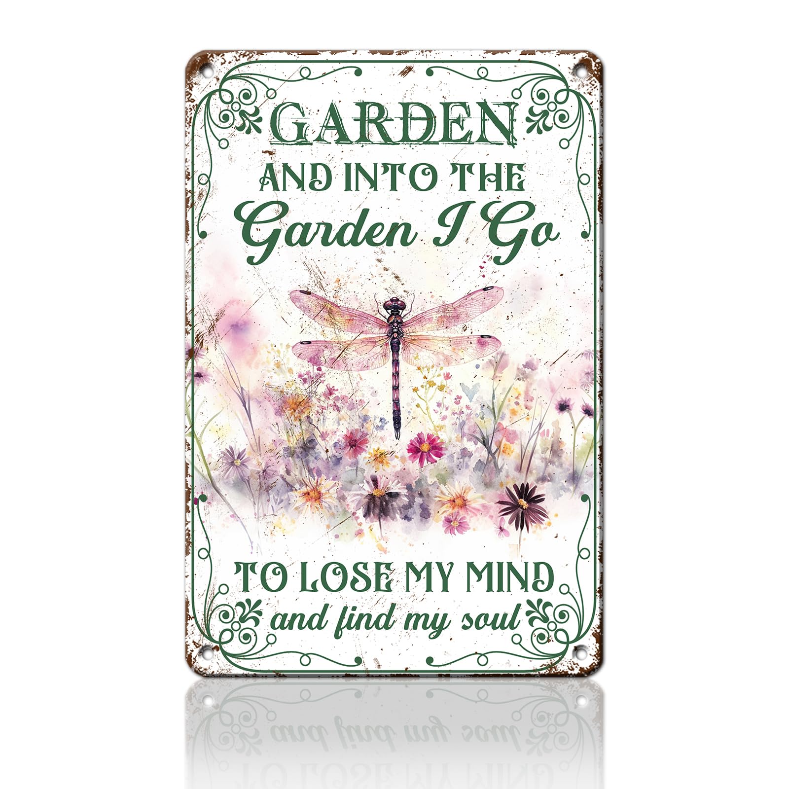 Anceky I Go to Lose My Mind and Find My Soul Dragonfly Sign Funny Metal Tin Sign Vintage Wall Decor for Home Garden Yard Porch Fence 12×16 Inch