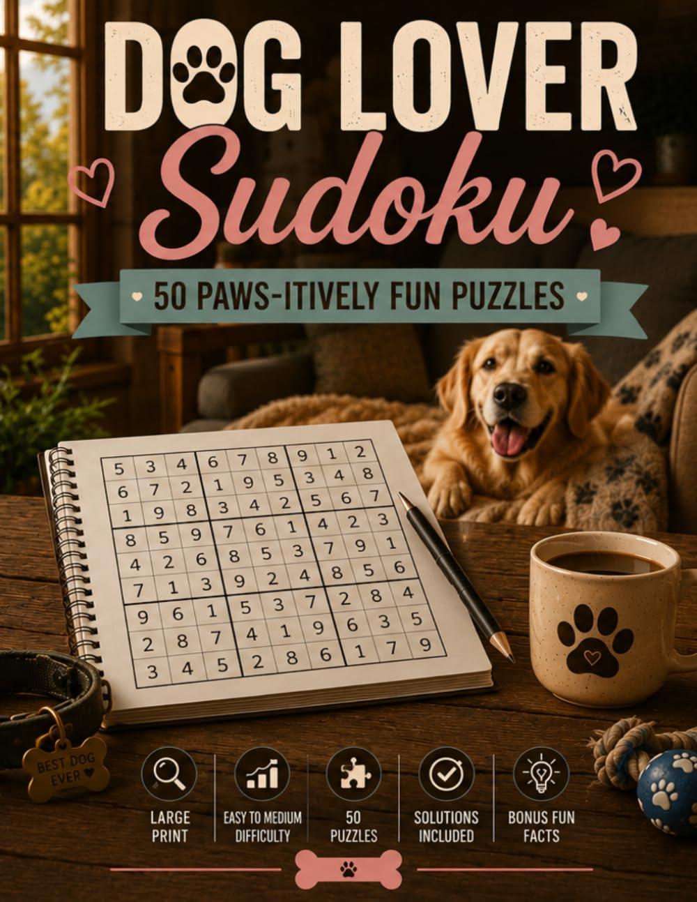 Dog Lover Sudoku: Relaxing Puzzles, Cozy Canine Fun Facts & Stress-Relieving Brain Games for Dog Lovers (Lifestyle Escape Sudoku Series)