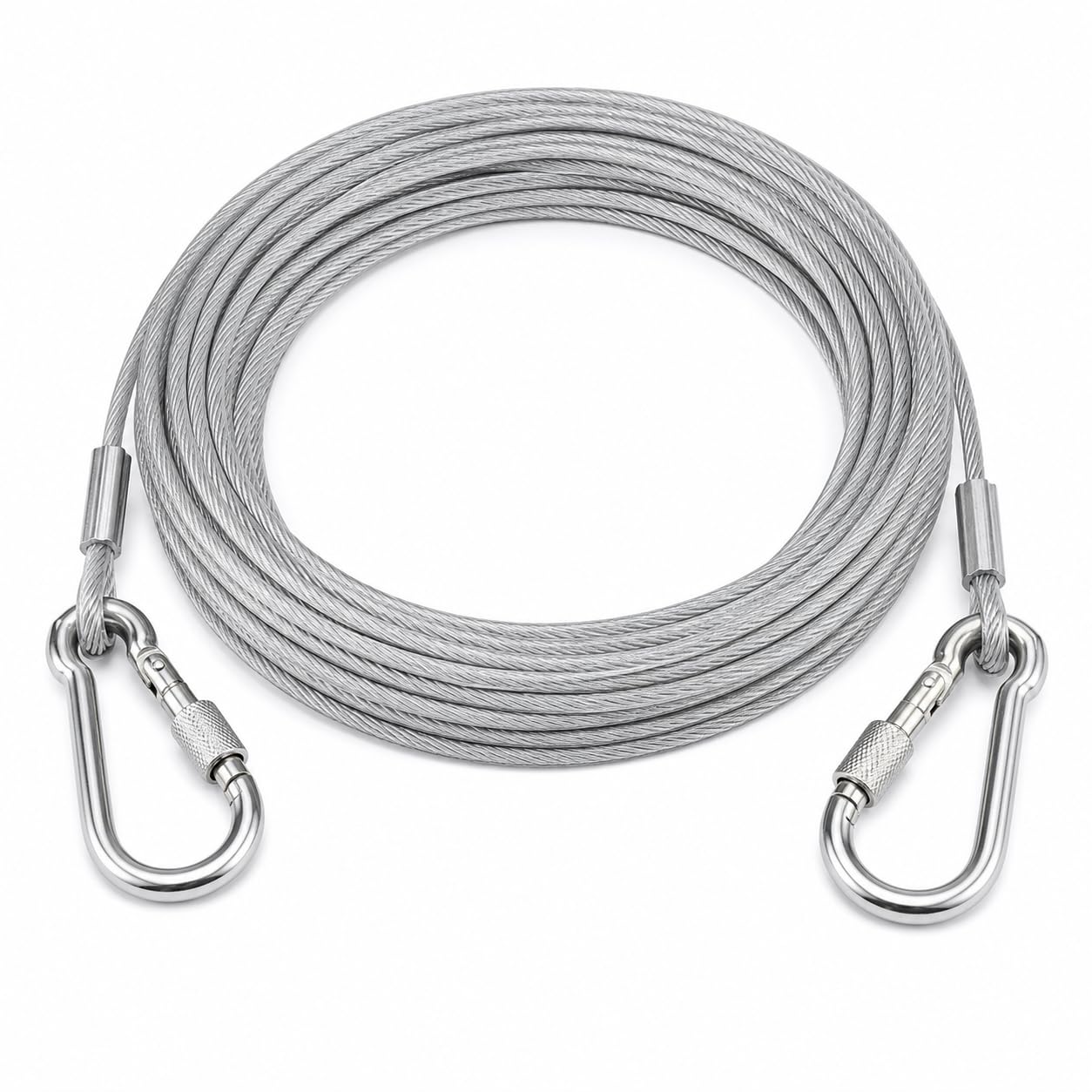 SS304 PVC Coated Stainless Steel Wire Rope Cable with Screw Lock Carabiner Hooks, Heavy Duty, 3mm x 5 Meter-image-12