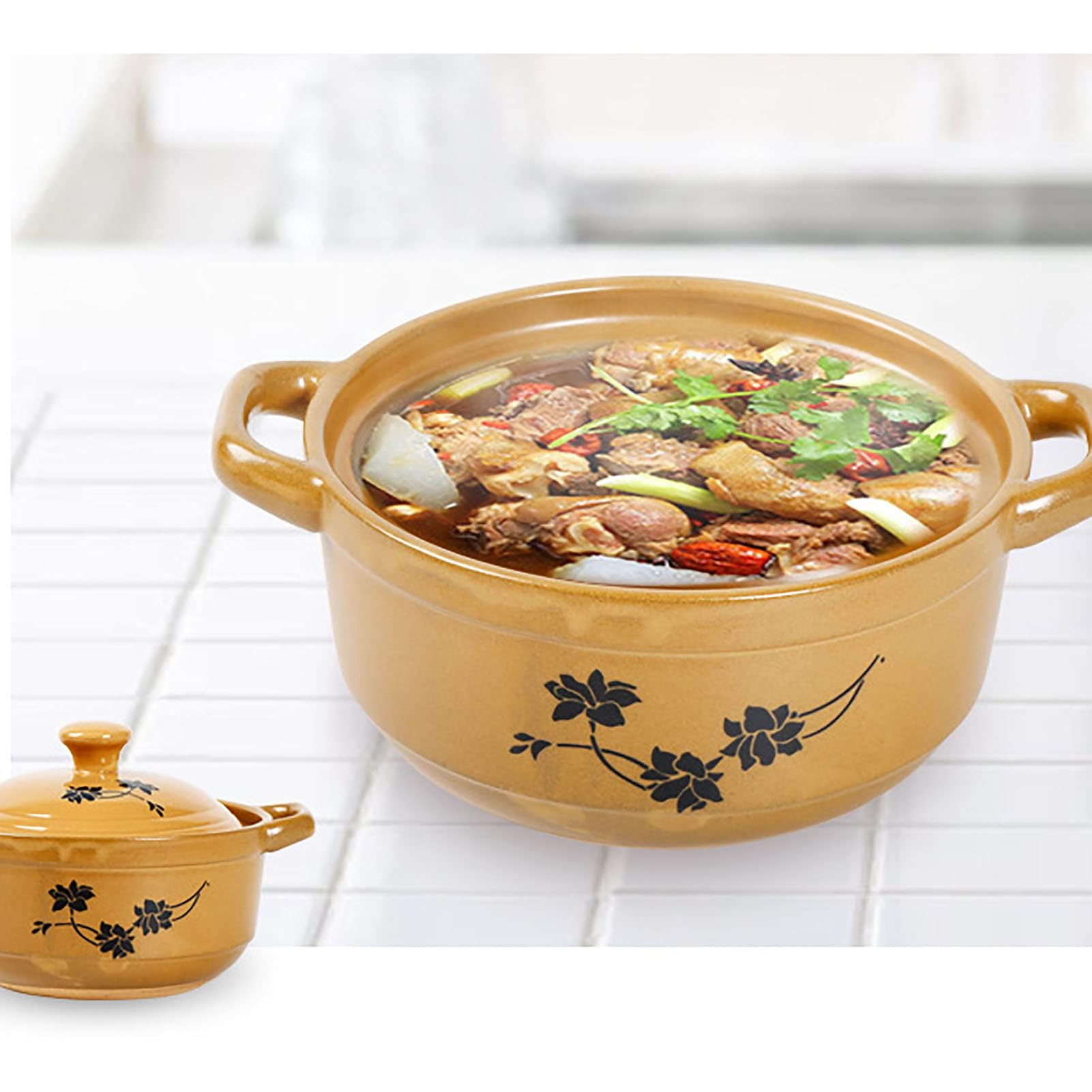 pentola di terracotta, Casseruola con coperchio, casseruola in ceramica pentola antiaderente