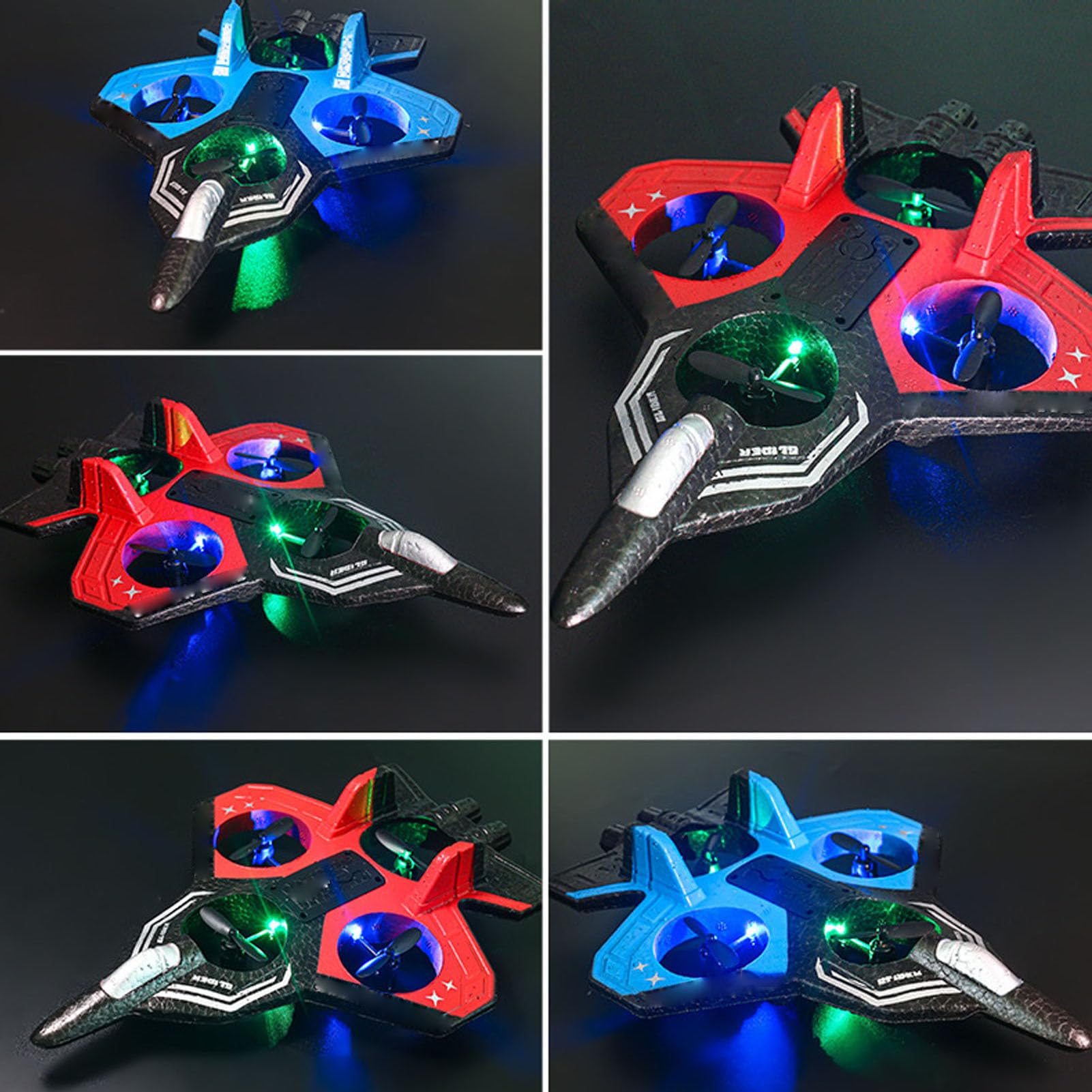 RC Slider, 2,4 GHz Zdalne Sterowanie Airpalne, 4 Ciągu Silnika | 3 Prędkości | 360 ° Kasketowe Samolotowe Samolotowe Zabawki światłami (Pojedyncza bateria)