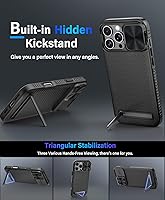 Vista 6 de Vihibii Funda magnética para iPhone 16 Pro con soporte, protector de pantalla HD integrado (paquete de 2) y funda para cámara deslizante