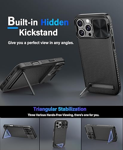 Miniatura 6 de Vihibii Funda magnética para iPhone 16 Pro con soporte, protector de pantalla HD integrado (paquete de 2) y funda para cámara deslizante