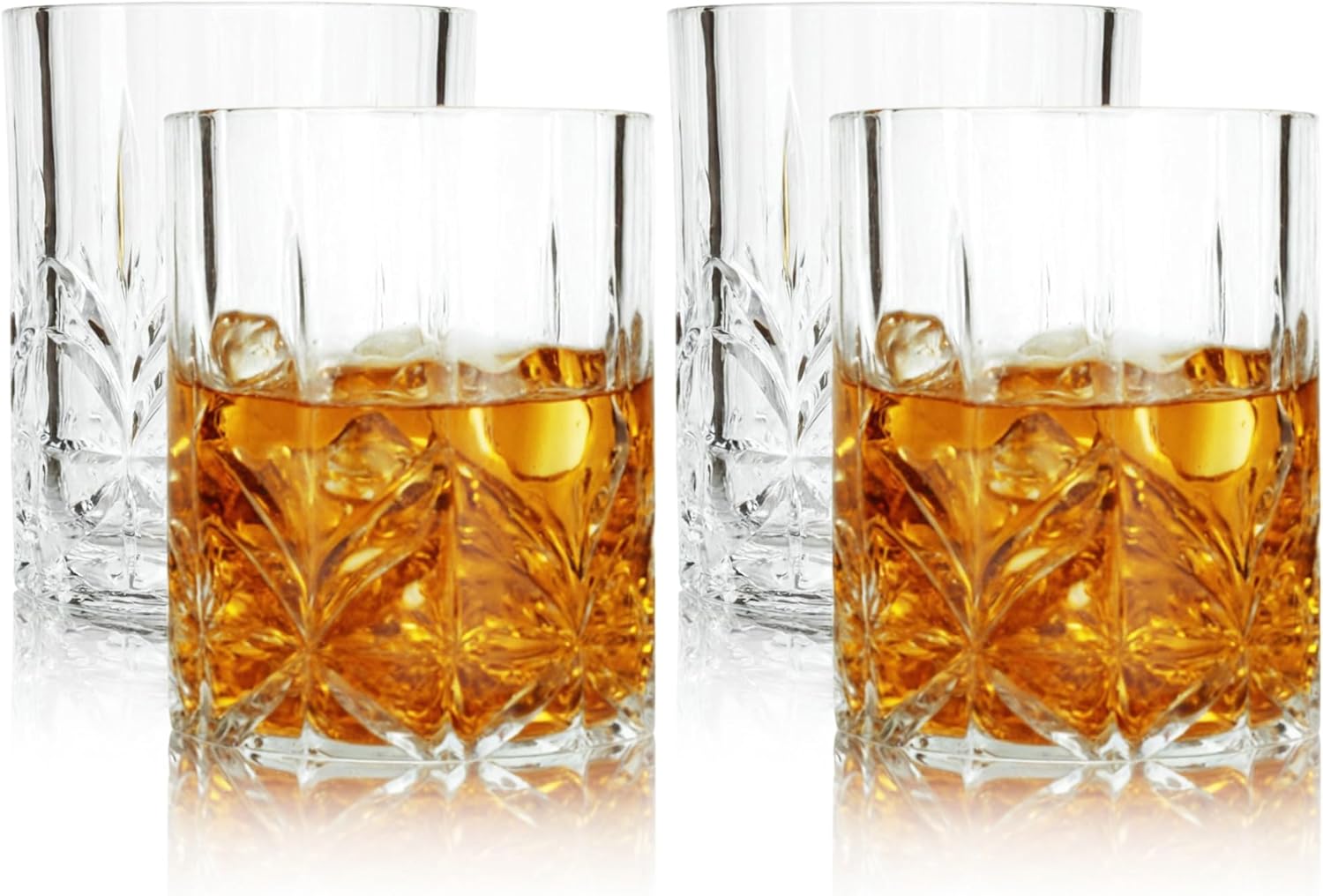 Lily's Home Unbreakable Acrylic Double Old Fashioned Whiskey Tumblers, Drinking Glasses for Liquor,Rum-Premium Shatterproof Glasses, ideal for indoor/outdoor,are reusable & crystal clear-13oz Set of 4