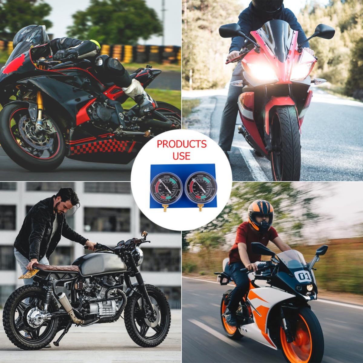 MAGICLULU Medidor de Vacío Sincronizador y Equilibrador de Carburadores para Motocicleta de 4 Cilindros 2 para Uso en Superficie de Trabajo y Hogar