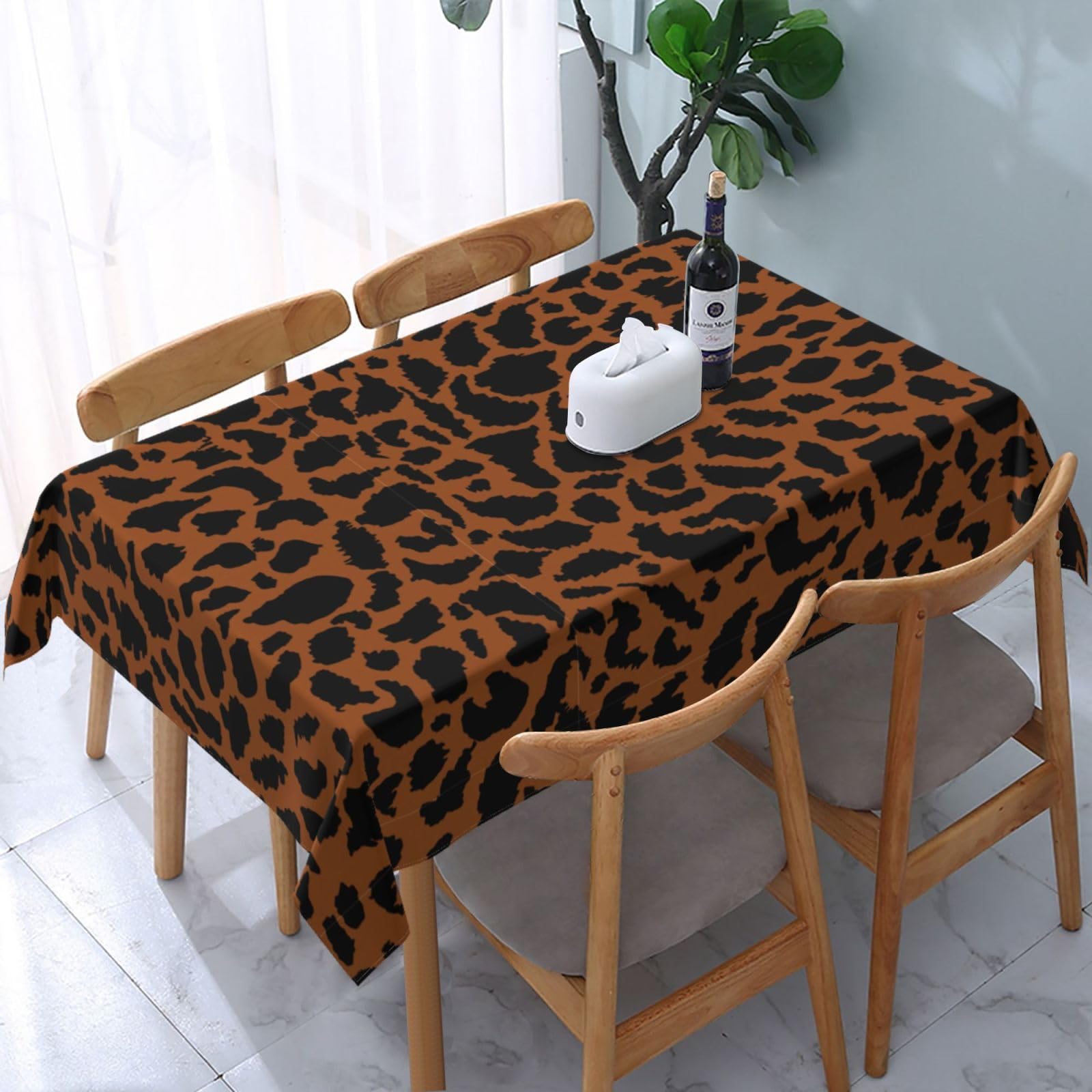 JunHeArt Cowhide Cow Pattern Tablecloth Rectangle Table Cover Washable Table Cloths Decor For Kitchen 54" X 72"