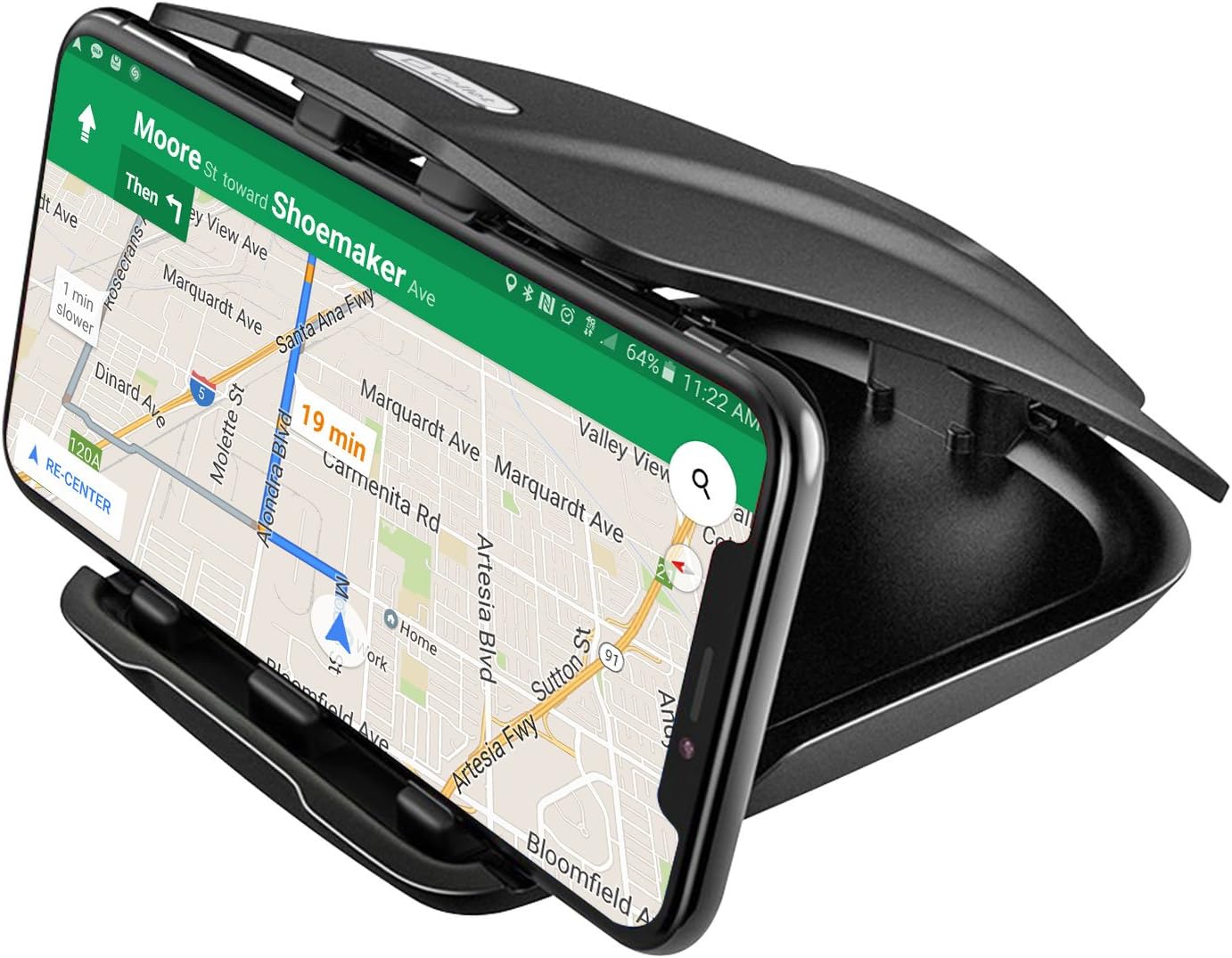 cellet One Hand Insert Dashboard Phone Holder, Non-Slip Clamp Dashboard Mount for MOTO Z3 PLAY/E5 PLUS/E5 PLAY/G6/G6 PLAY/G5S Plus and More -