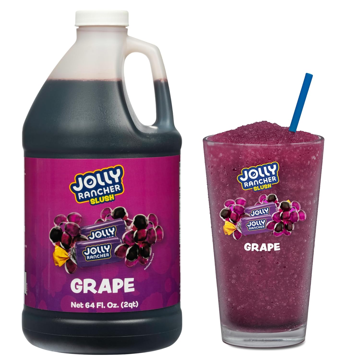 JOLLY RANCHER® Grape Beverage Mix – Fruit Flavor Slushie Mix for Machine, 1/2 Gallon Bottle – Frozen Drink Concentrate, 5:1 Ratio for Slushie & Frozen Drink Machines