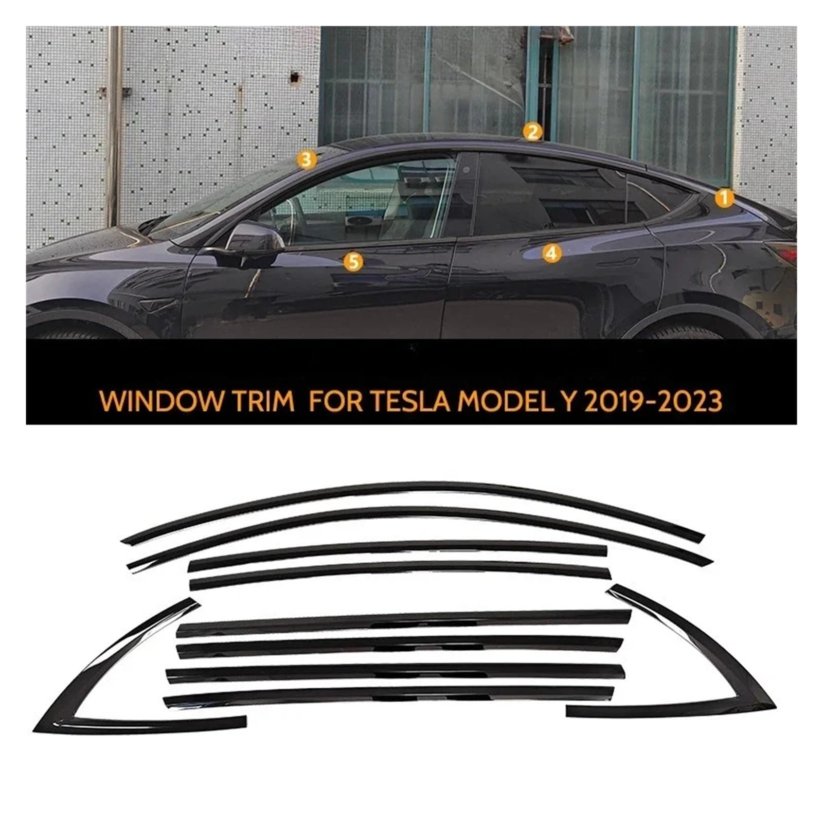 Window Rubber Stripping Pasuje do modelu Y 3 2017-2024 listwa progowa osłona boczna tapicerka 10 sztuk akcesoria samochodowe zewnętrzne listwy okienne