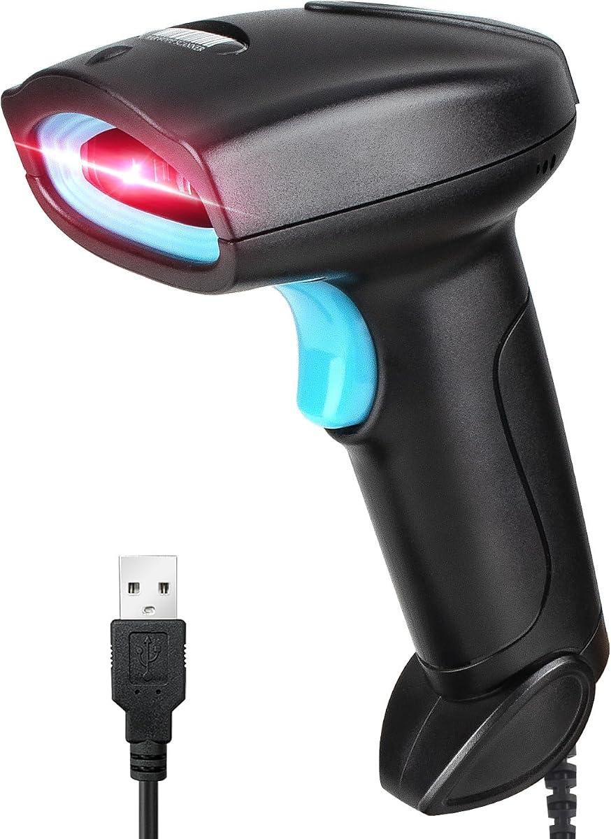 Escáner de código de barras Lector de código de barras CCD con cable USB 1D Compatible con escáneres de código de barras de escaneo de pantalla para tienda, supermercado, almacén-U1