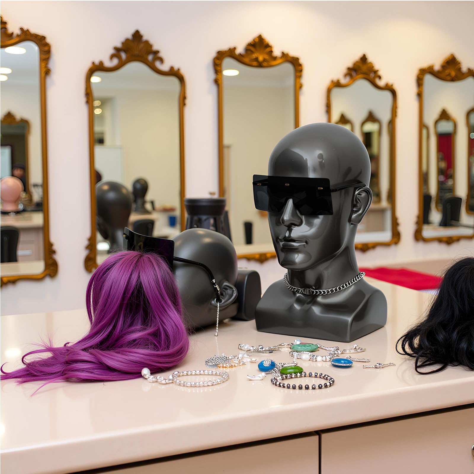 SK-QACD Male Mannequin Head Professional Cosmetology Manikin Head for Display Headset Headphone, Game Console, Hats - Image 3