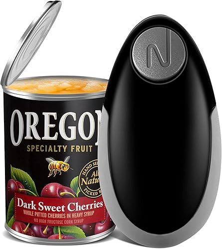 Abrelatas eléctrico con borde liso, apto para alimentos, funciona con pilas, un solo toque para latas de cocina, bueno para personas mayores con