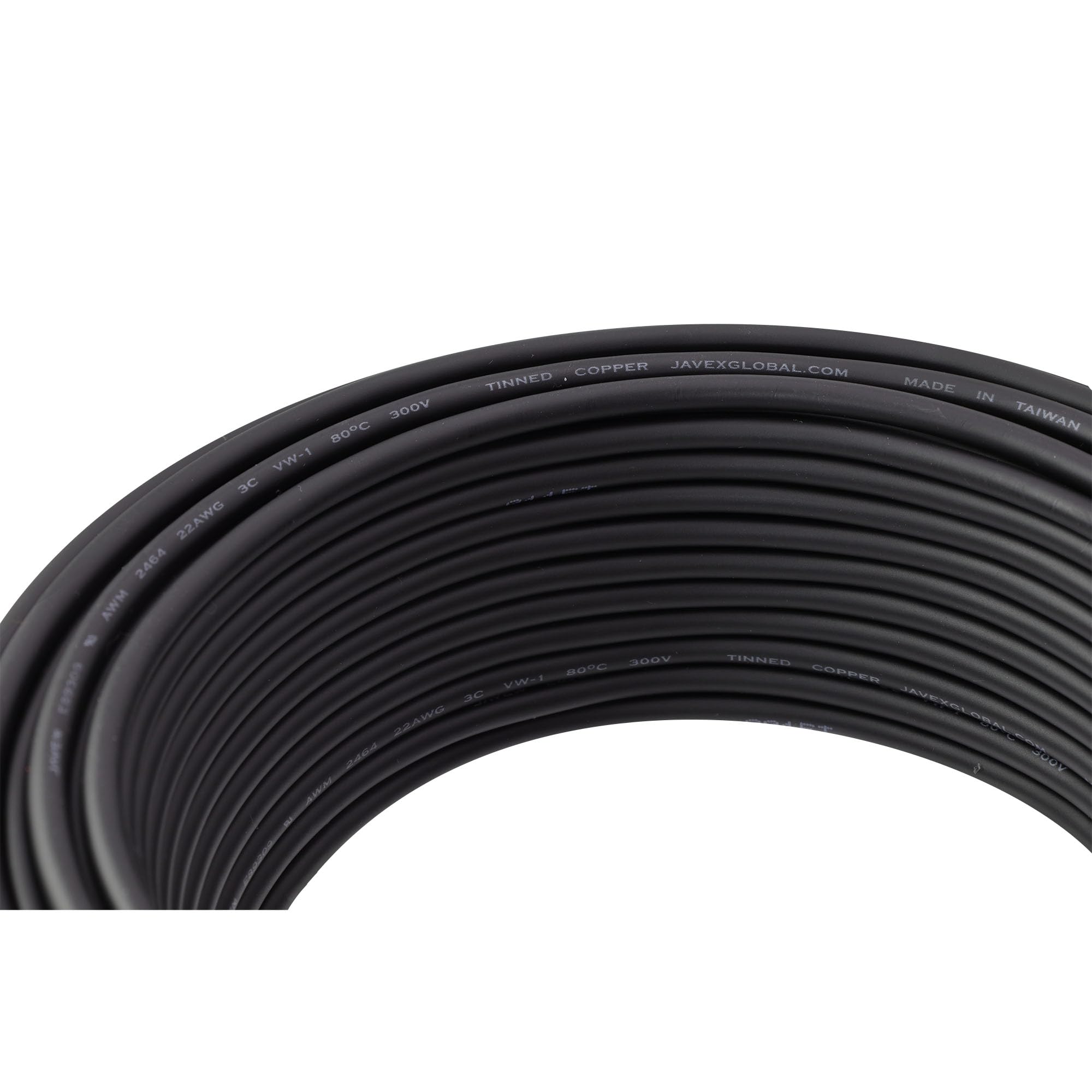 JAVEX AWM UL2464 calibre 22 AWG [cobre estañado] 4 conductores de alimentación, iluminación, cable eléctrico de bajo voltaje, negro, 100 pies