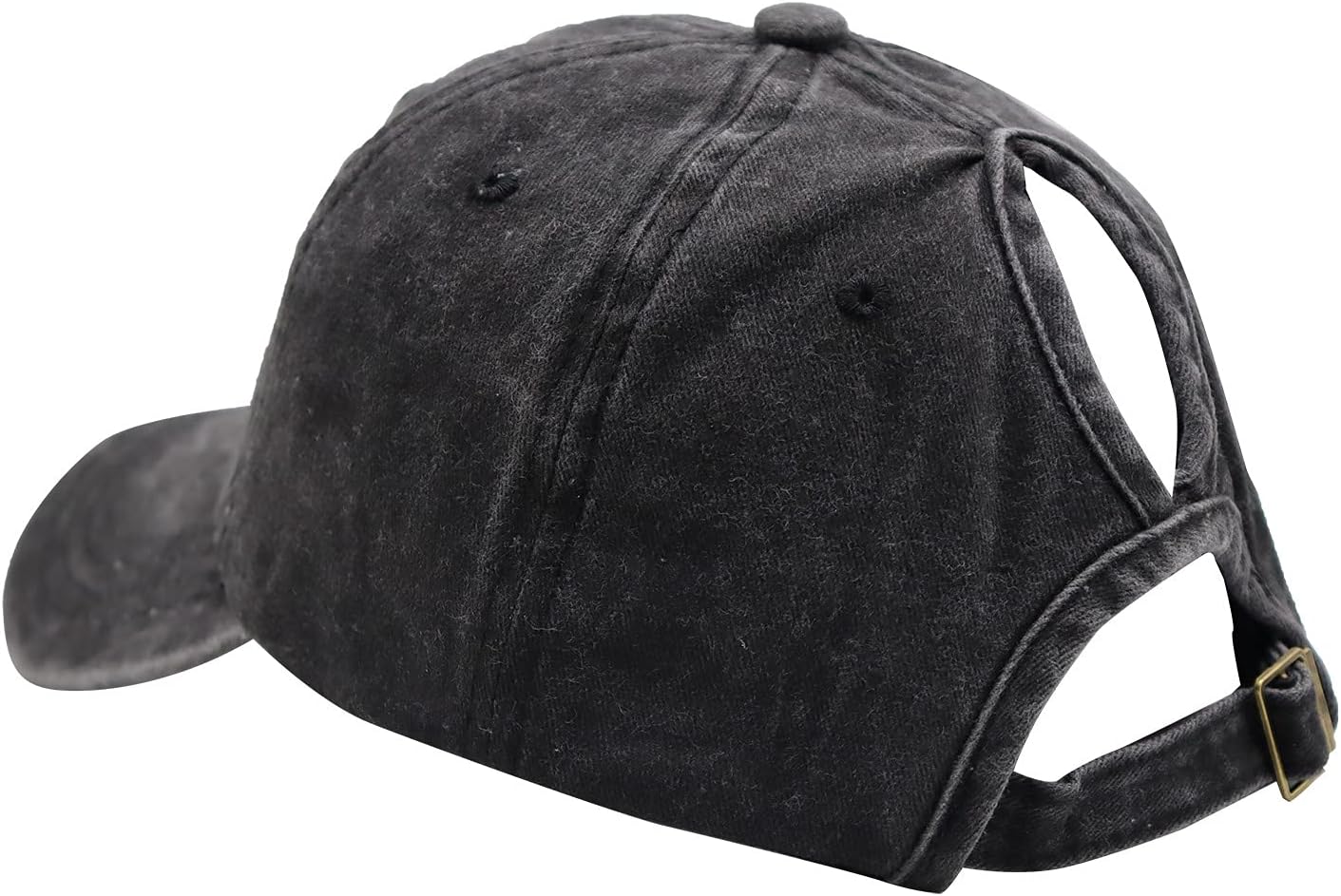 OASCUVER Women Lake Girl Ponytail Hat, Embroidery Adjustable Baseball Cap Washed Distressed Messy High Bun Ponycap … - Image 5