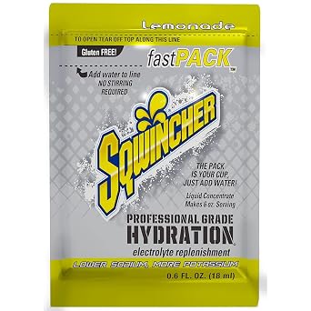 Sqwincher 015303-LA Fast Pack Liquid Concentrate Packet, 6 oz, Yellow, Standard Pack of 50