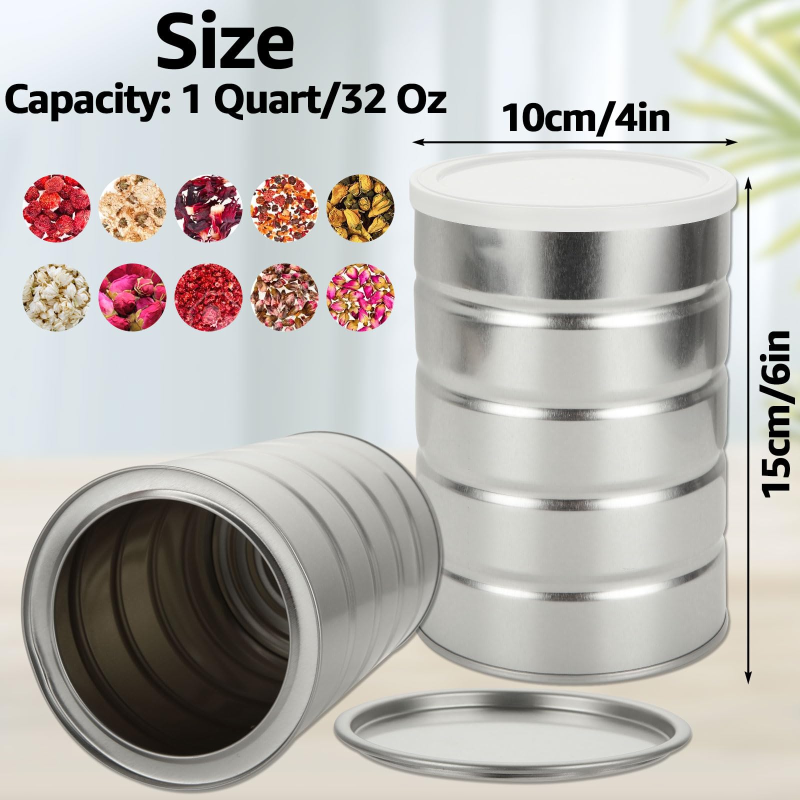 QTLCOHD 6 Pcs Empty Coffee Cans Metal Tin Cans with Lids for Crafts Baking Kitchen Storage Tea Coffee Sugar Storage Packaging - Image 2