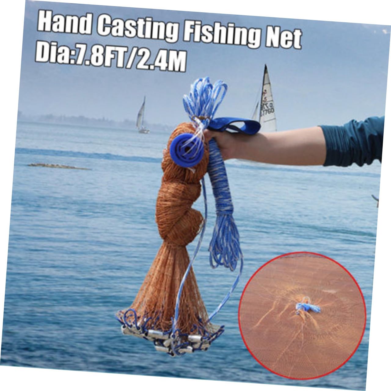 Mipcase Filet De Pêche Pliable en Maille avec Corde À Main Épuisette Portable pour Crevettes Homards Ménés Écrevisses Crabes Pendentif en Zinc 240 Facile À Utiliser Couleur Aléatoire