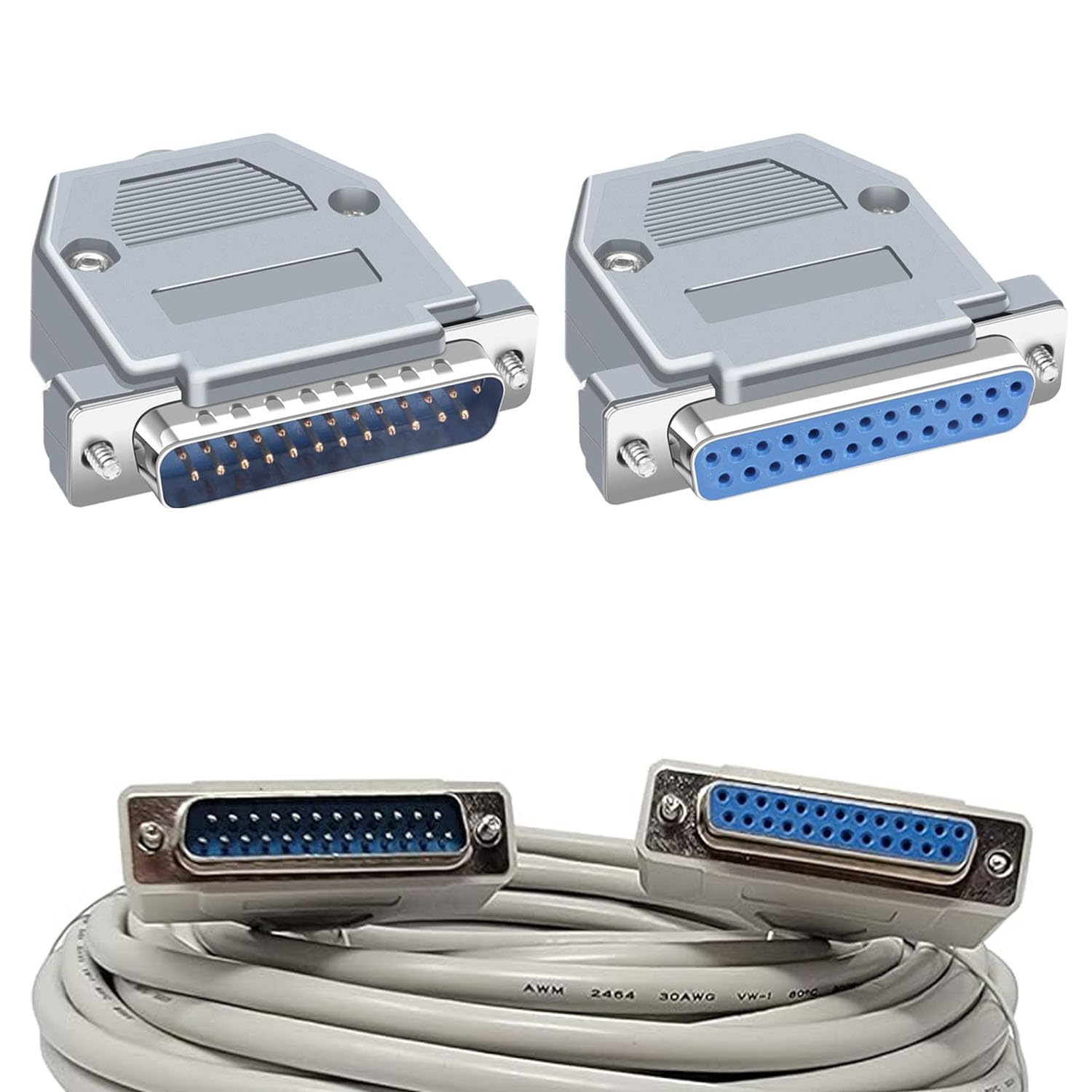 10 Pezzi DB25 connettore a saldare,RS232 D-SUB adattatore seriale DB25 25 pin D Sub Connettore maschio/femmina Breakout Connector + copertura in plastica