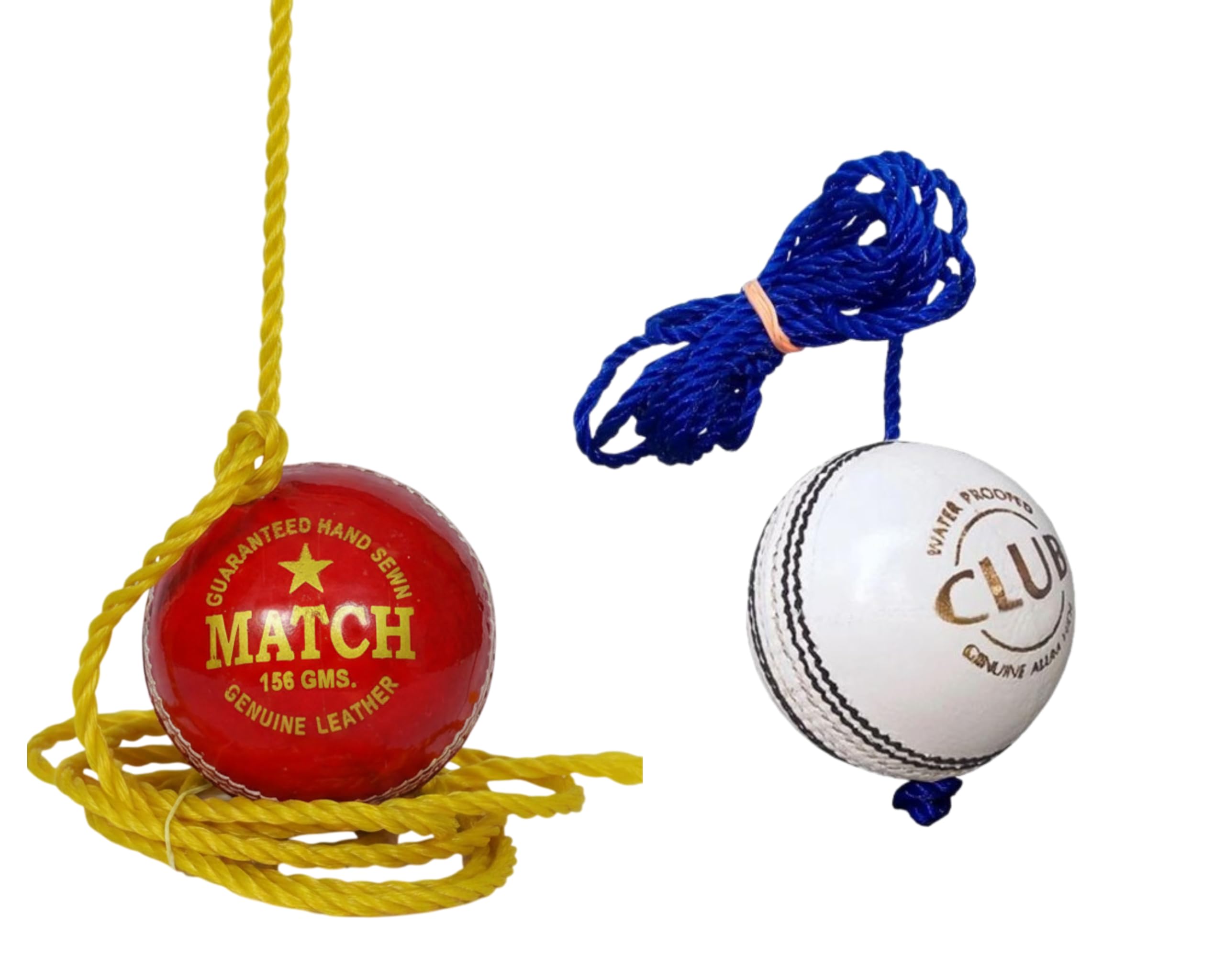 REINDEER Heavy Leather Hanging Cricket Ball (Pack of 2 - Red & White) | Cricket Bat Preparation Tool & Knocking-in Ball | Bat Seasoning Training Ball on a Rope for Solo Batting Practice.-image-17