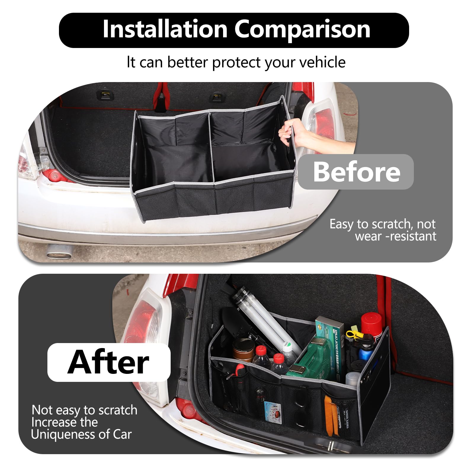 Collapsible Trunk Organizer AxGear Car Trunk Organizer - Waterproof Storage Bag With 4 Pockets For SUV & Truck Collapsible Storage Bag For SUV