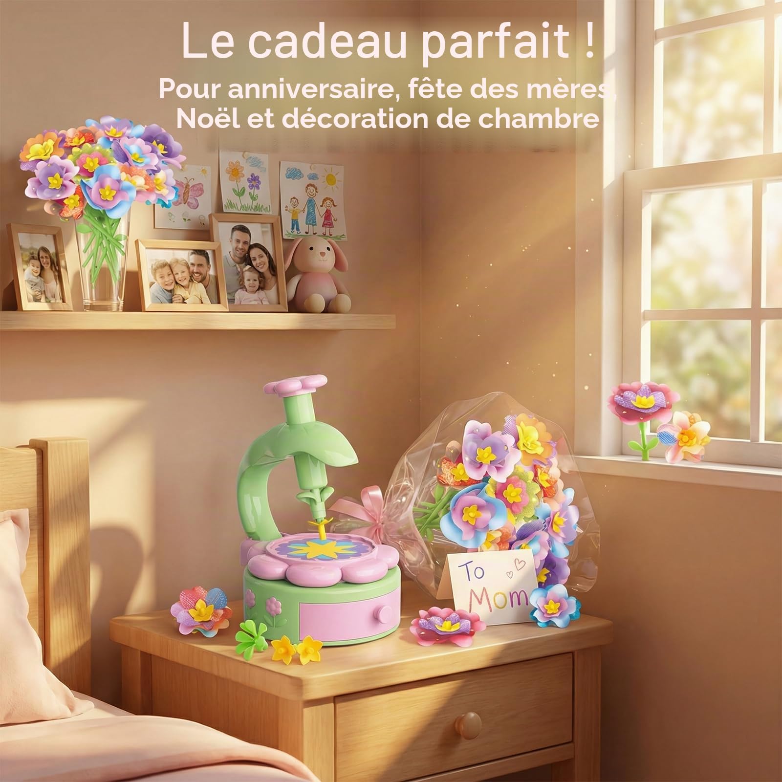 Kit Création Bouquet de Fleurs Enfant, Jouet Bricolage Filles 4-9 Ans