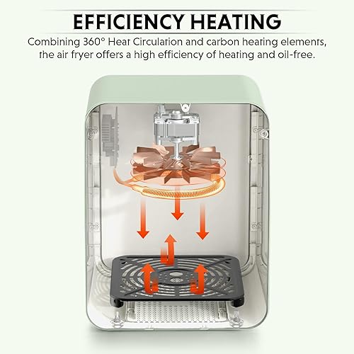 Miniatura 5 de BUYDEEM Freidora de aire F51 8 en 1 de 4.2QT, horno retro para encimera con ventana visible, recordatorio de agitación, control de un solo toque con