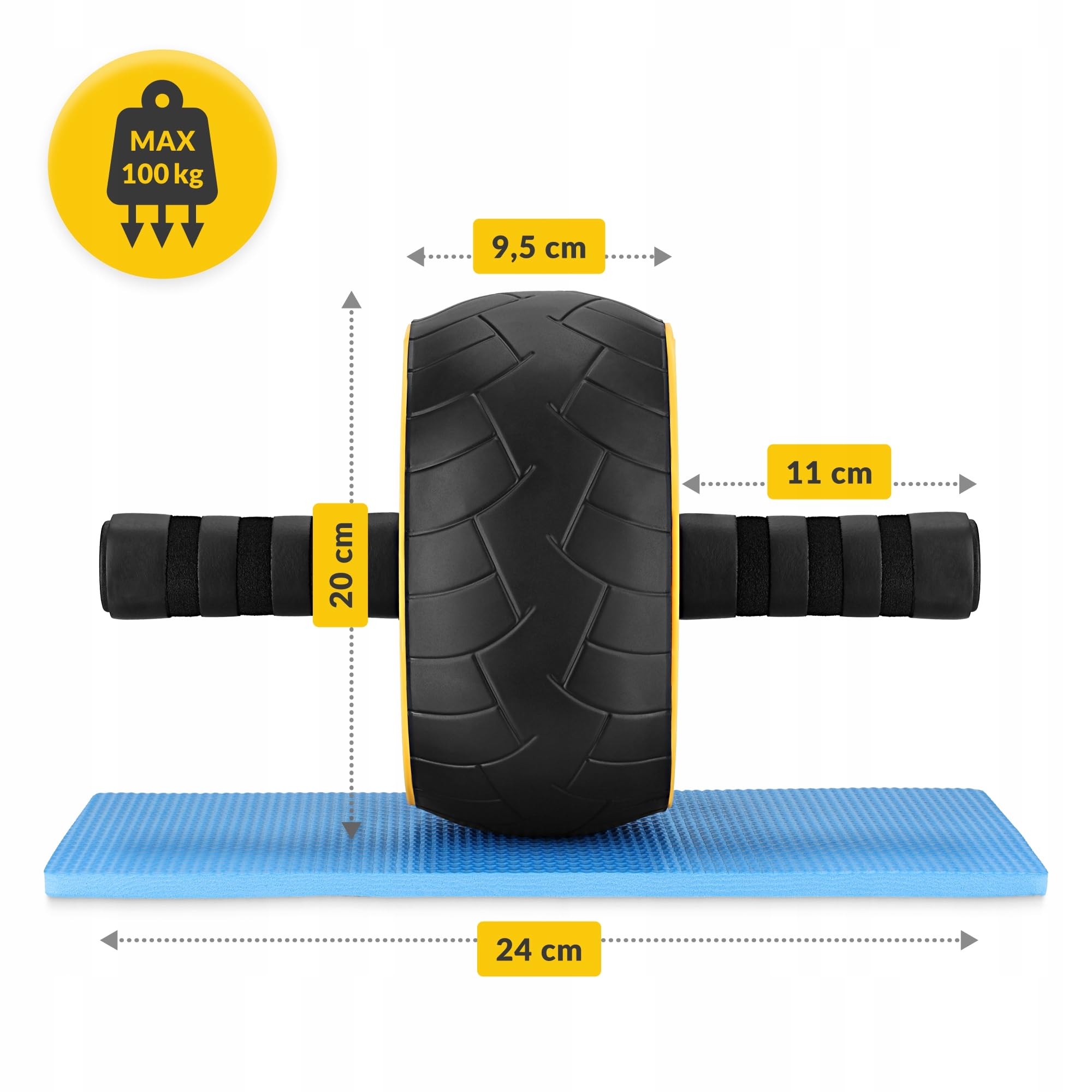ROLLER KÓŁKO DO ĆWICZEŃ MIĘŚNI BRZUCHA AB WHEEL KOŁO STABILNE TRENING CORE