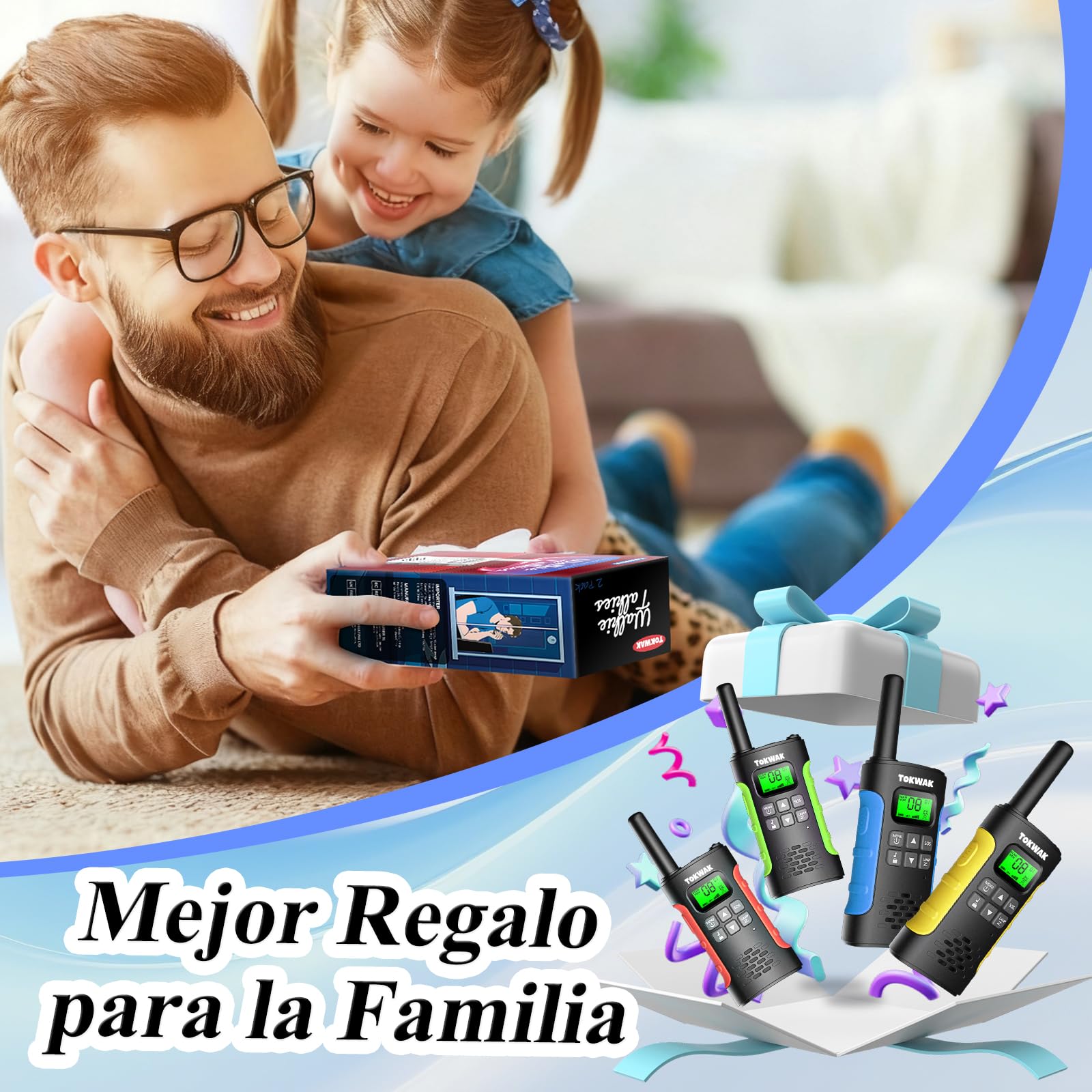 Walkie Talkies Recargable con Batería, 4pcs Walkie Talkie para Niños Adultos, VOX y Linterna, Walkie-Talkie Largo Alcance 3KM, 16 Canales Walky Talky para Exteriores Camping Senderismo