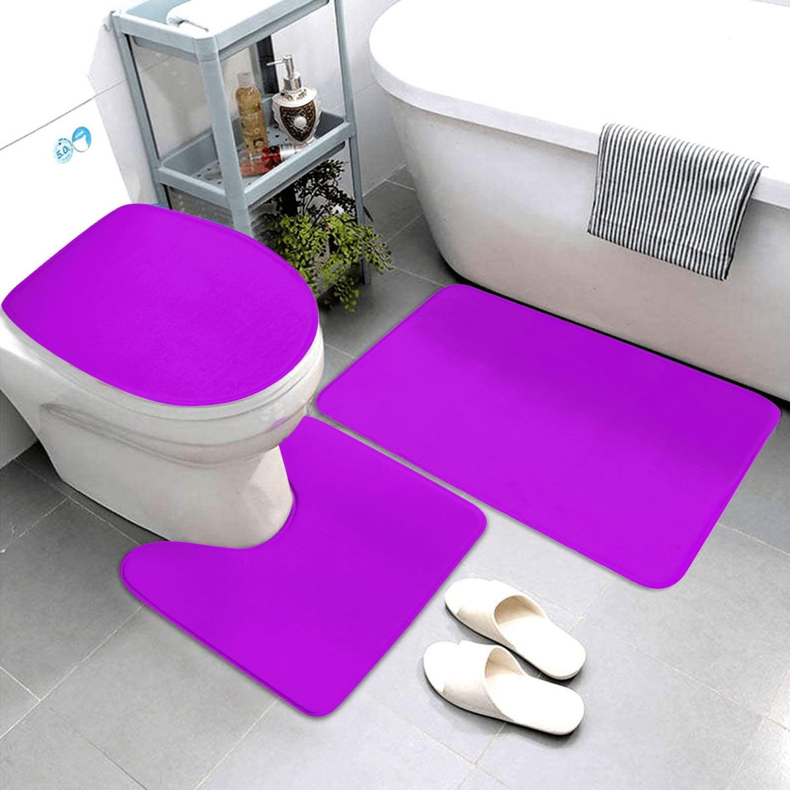 Tapis de salle de bain violet ultra absorbant et antidérapant lot de 3