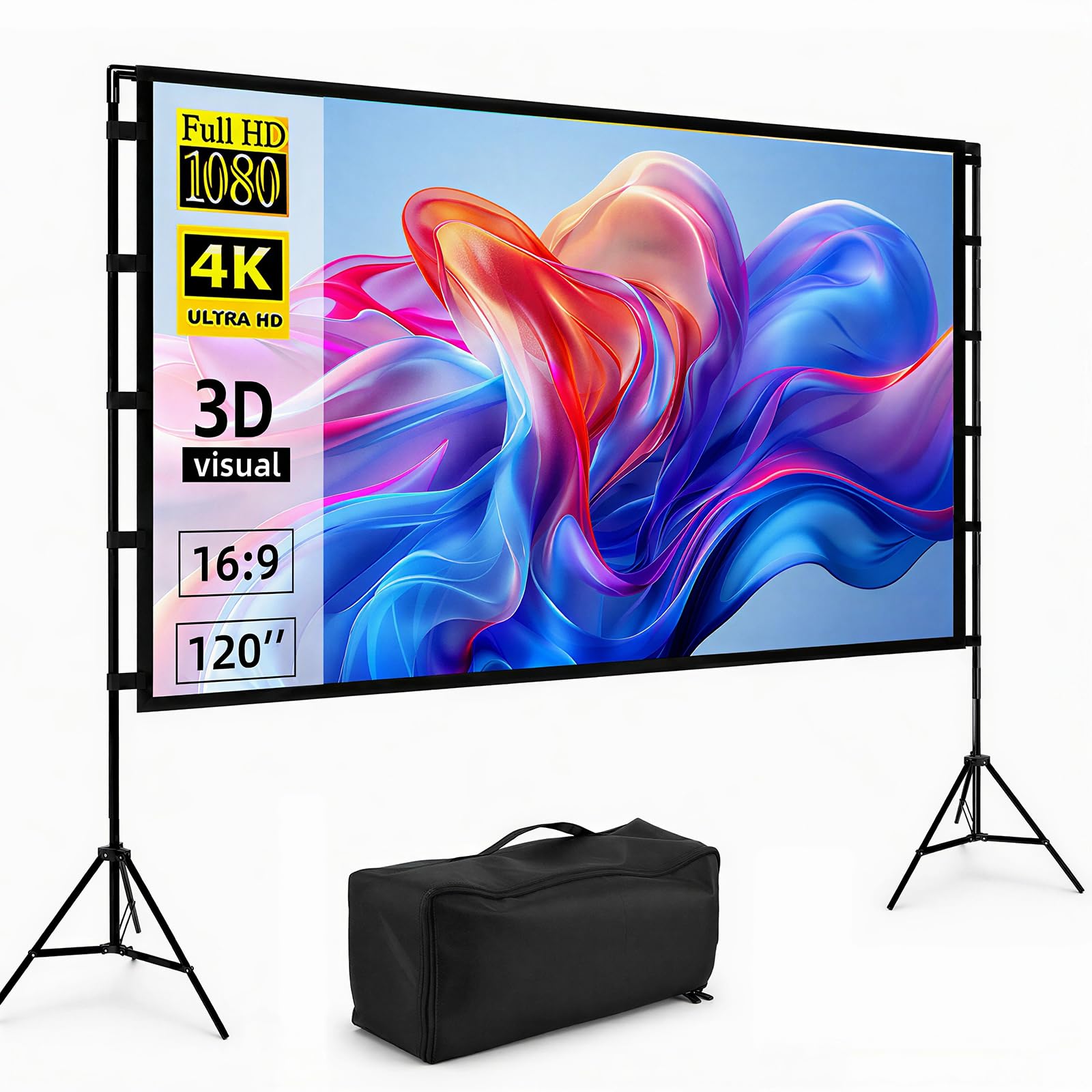 Projektor Leinwand und Ständer - 120 Zoll tragbare 16:9 4K