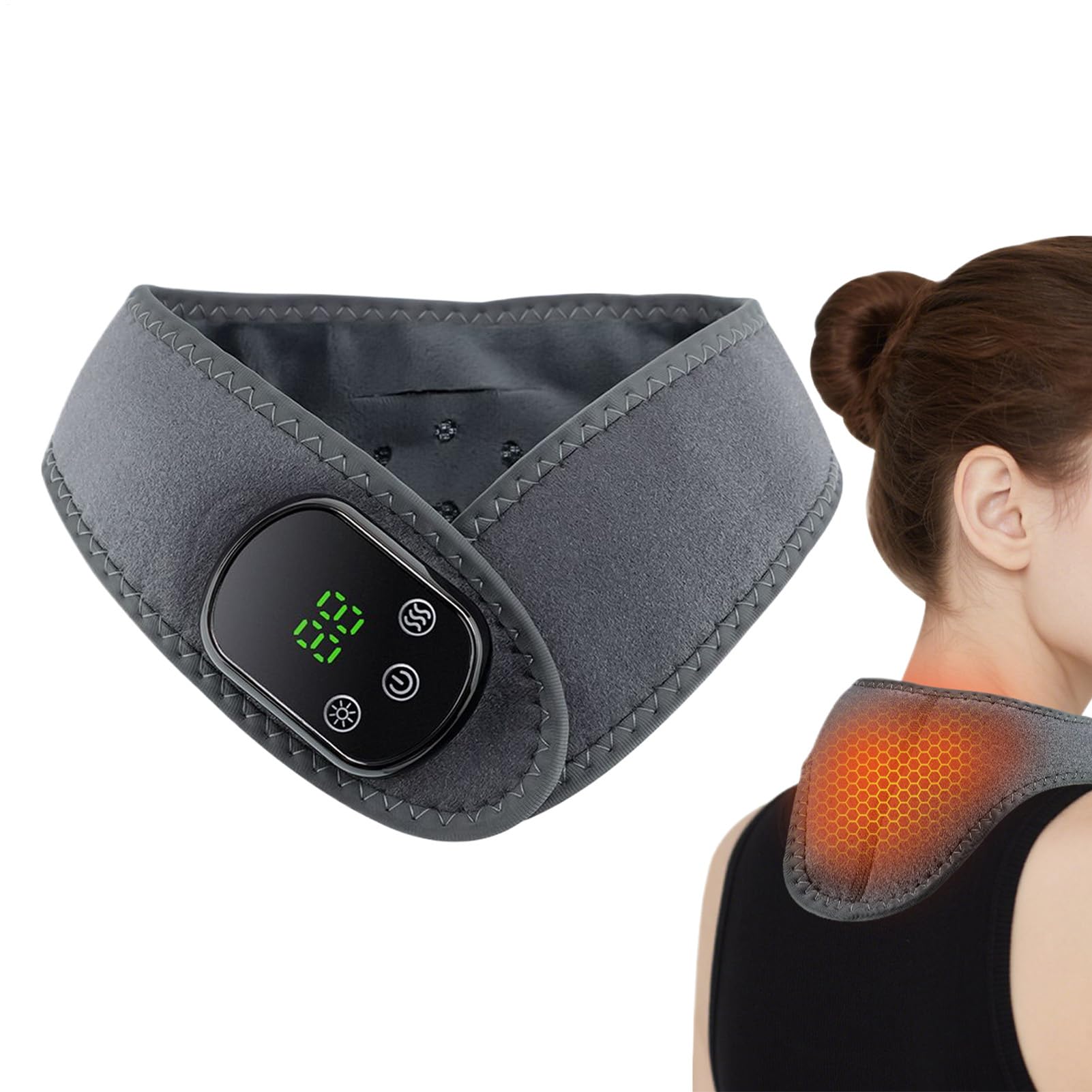 Cuscino riscaldato per il collo, 5 impostazioni di calore | tutore elettrico riscaldante con massaggio a vibrazione, per donne, uomini, anziani, casa, lavoro, relax quotidiano, lettura